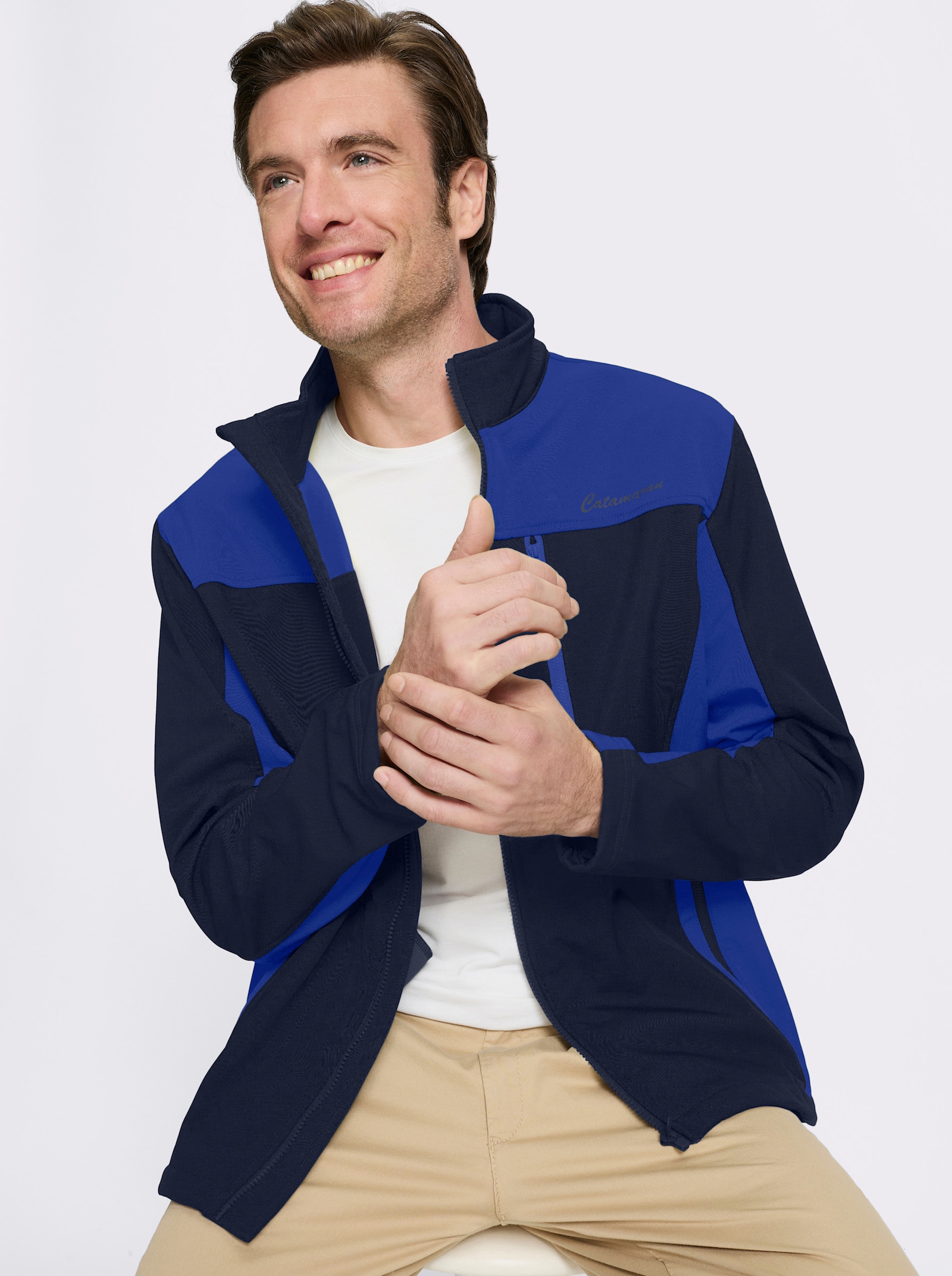 Catamaran Softshelljacke mit Fleece gefüttert - marine-royalblau