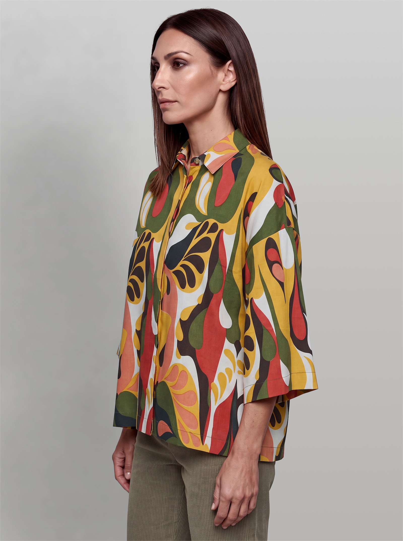 heine Druckbluse im Oversize-Schnitt - papaya-schoko-bedruckt