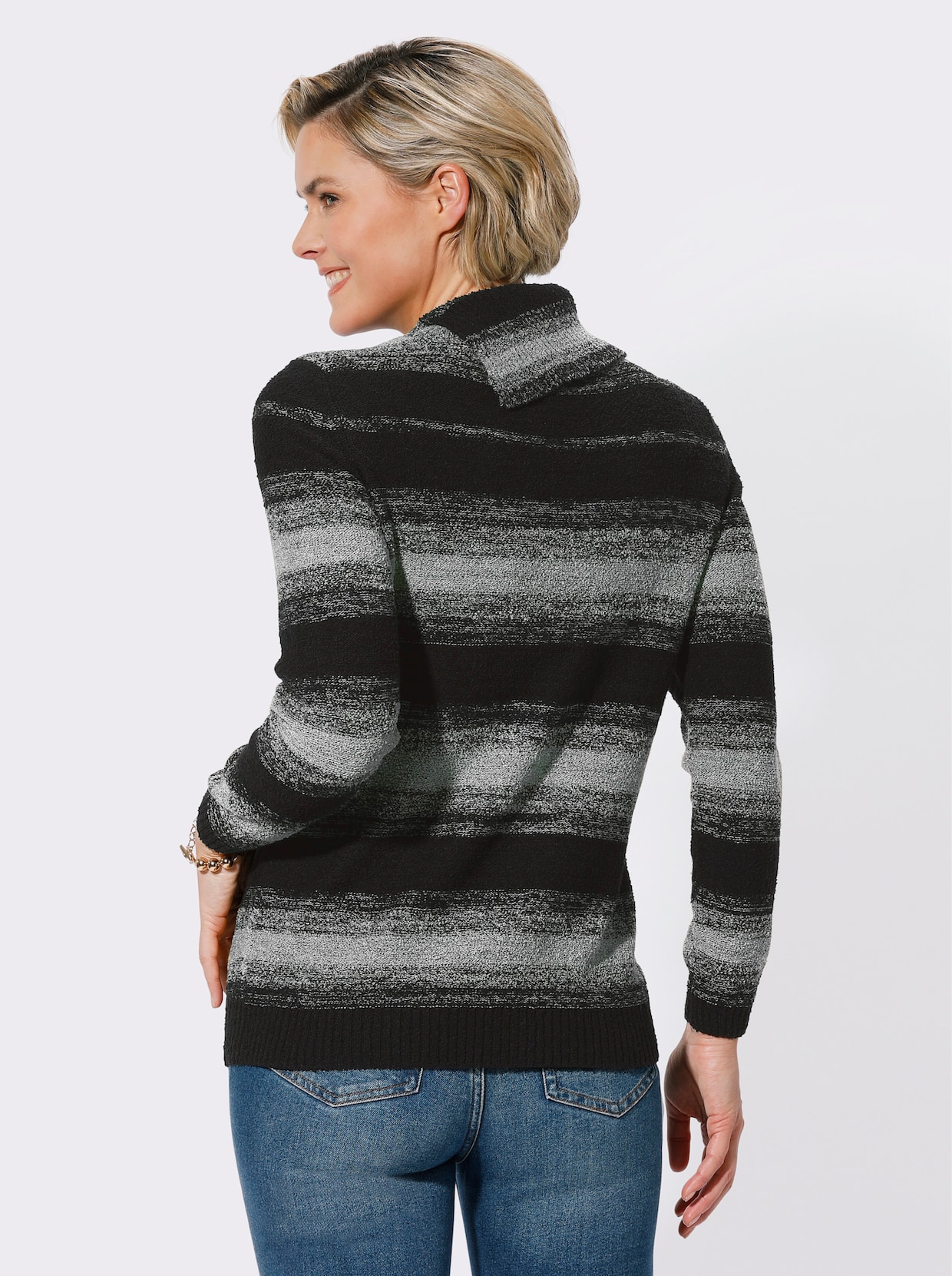 Pullover - ecru/zwart gestreept