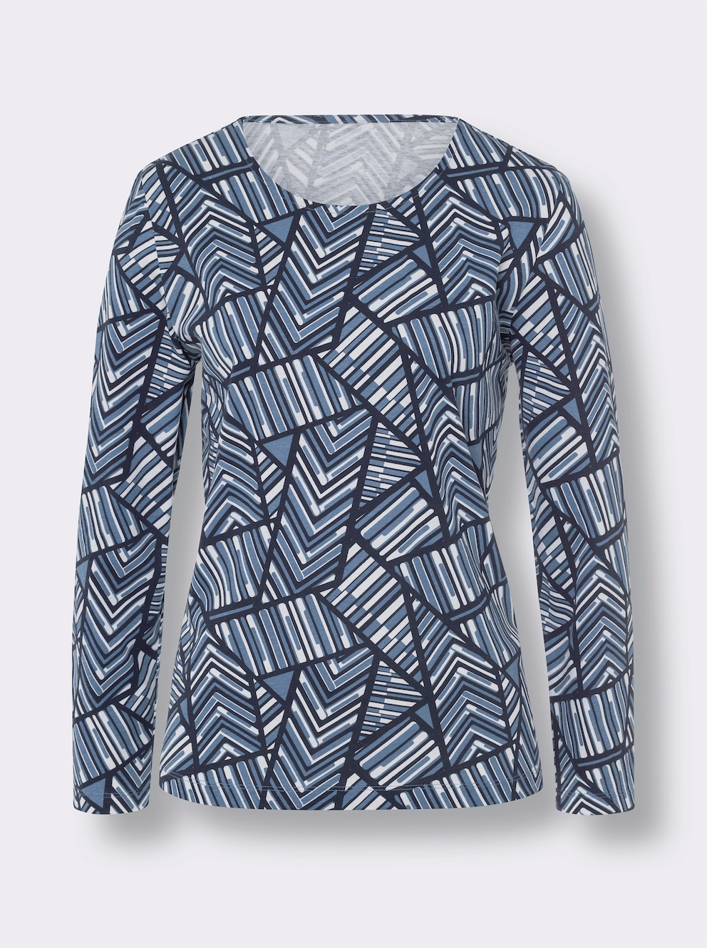 Shirt met lange mouwen in marine/ecru geprint | Your Look... for less!