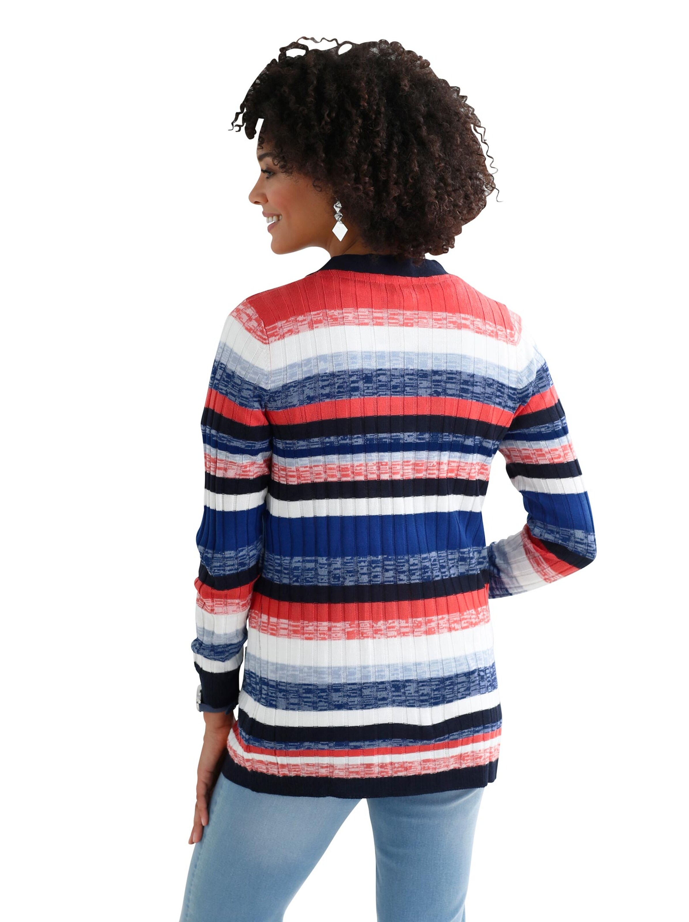 Strickjacke - marine-geringelt