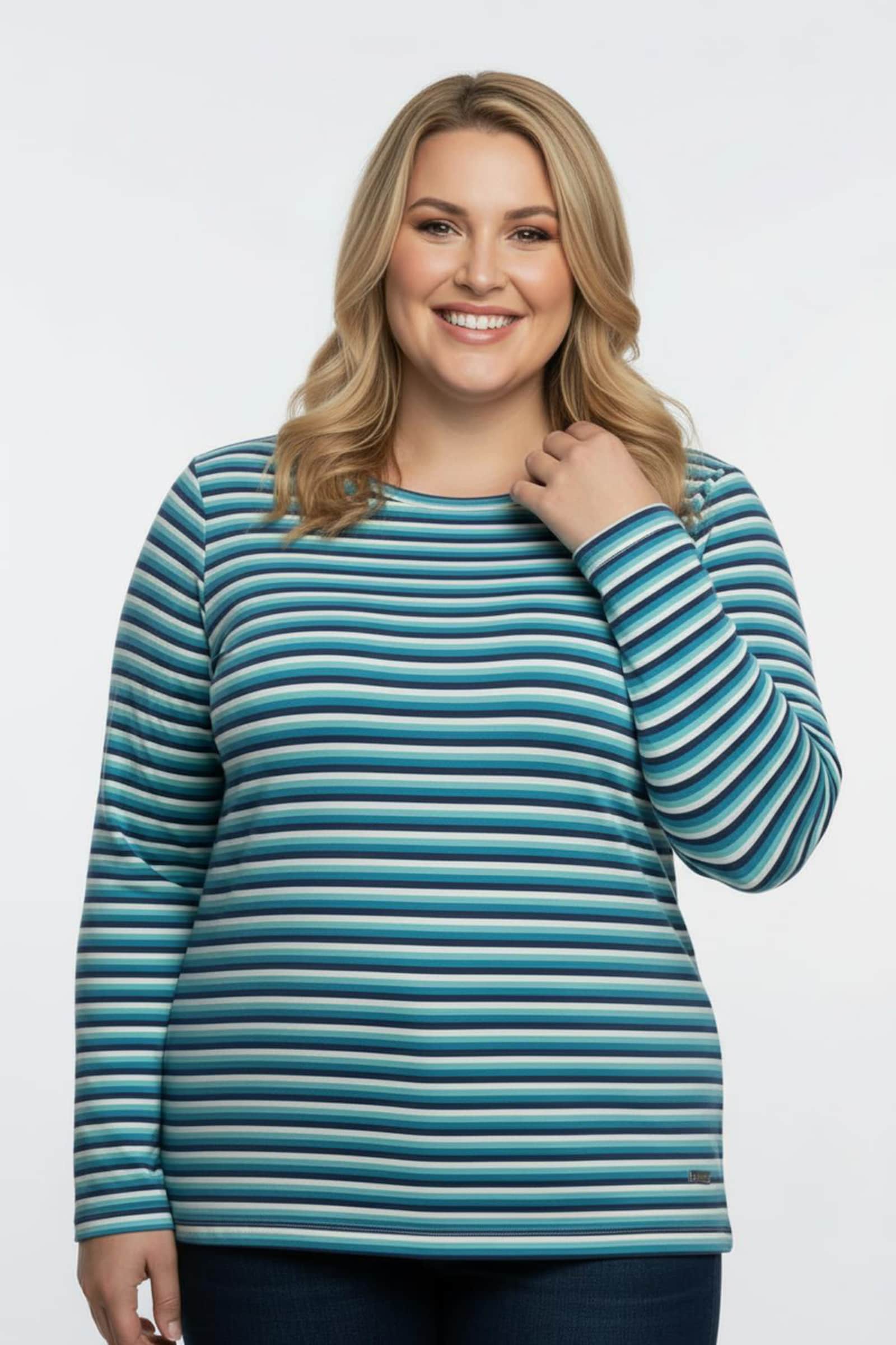 Langarmshirt im Ringel-Dessin - topas-marine-geringelt