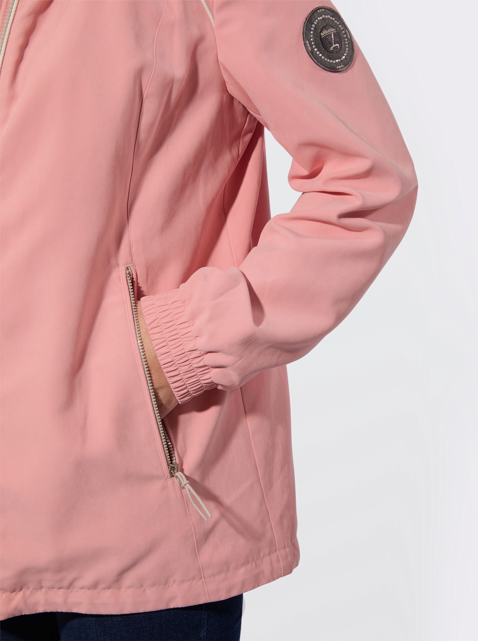 Übergangsjacke mit Tunnelzug auf Taillenhöhe - rosenquarz