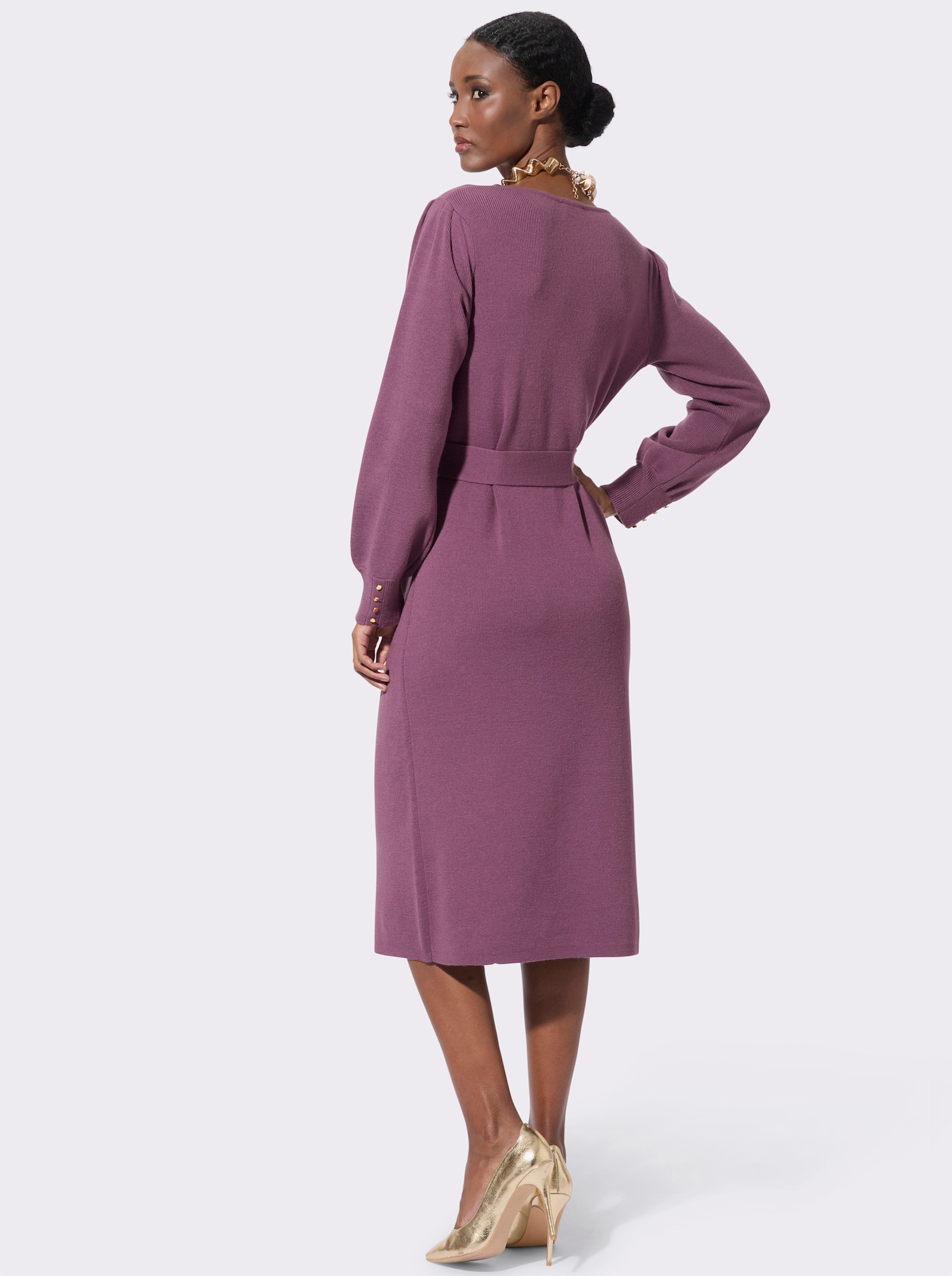 Strickkleid mit Schurwolle - violett