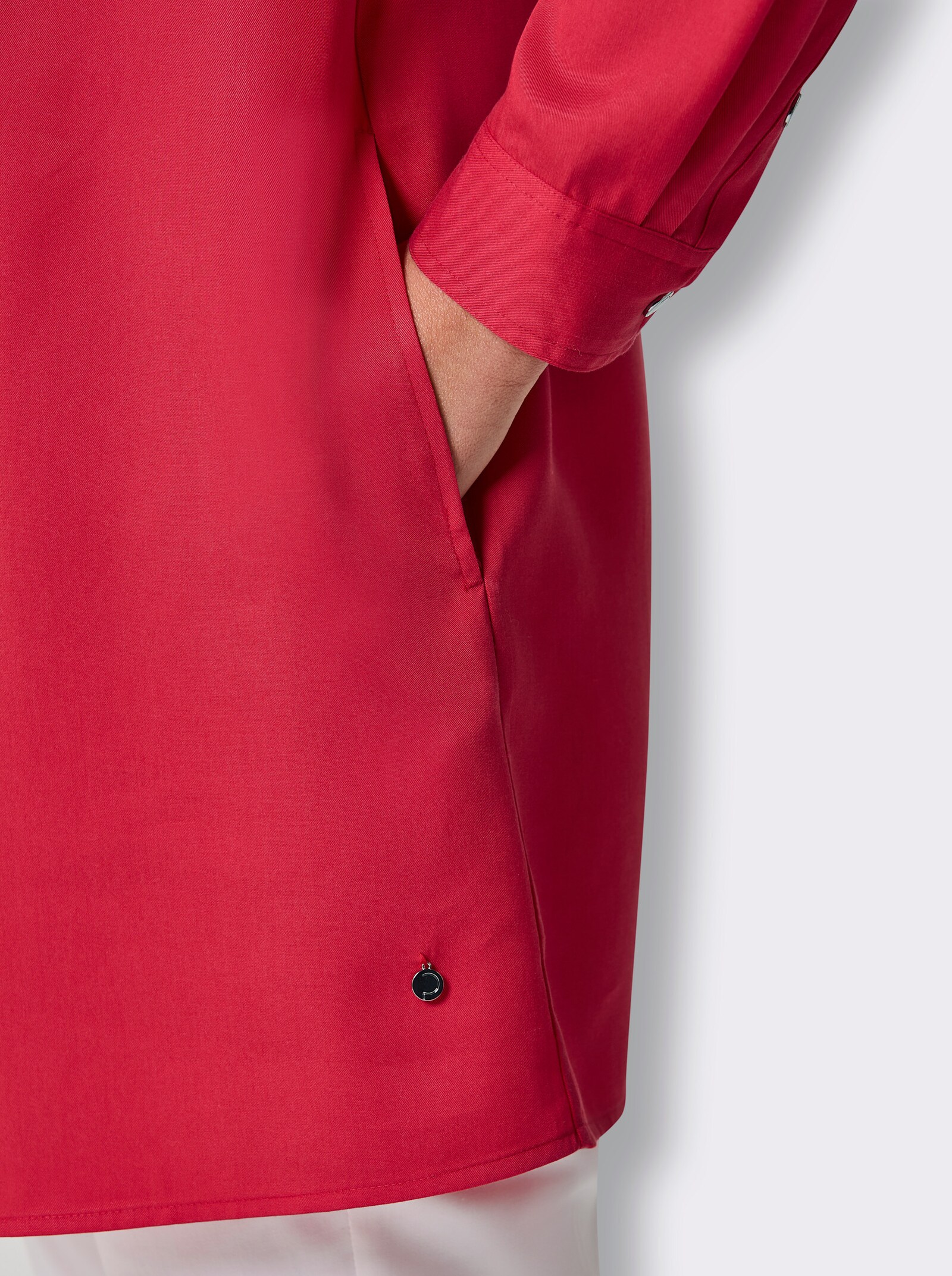 CREATION L PREMIUM Longbluse mit Druckknöpfen - erdbeere