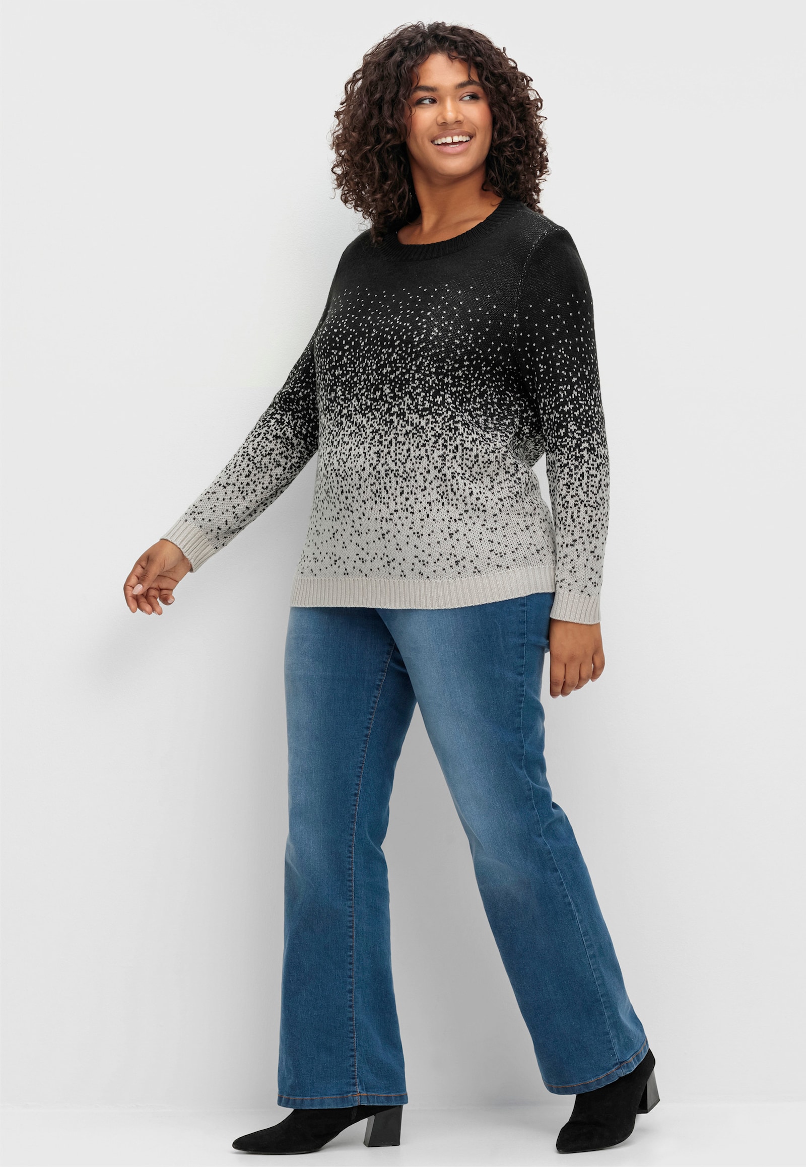 Jacquardpullover aus Jacquard-Strick - schwarz-gemustert