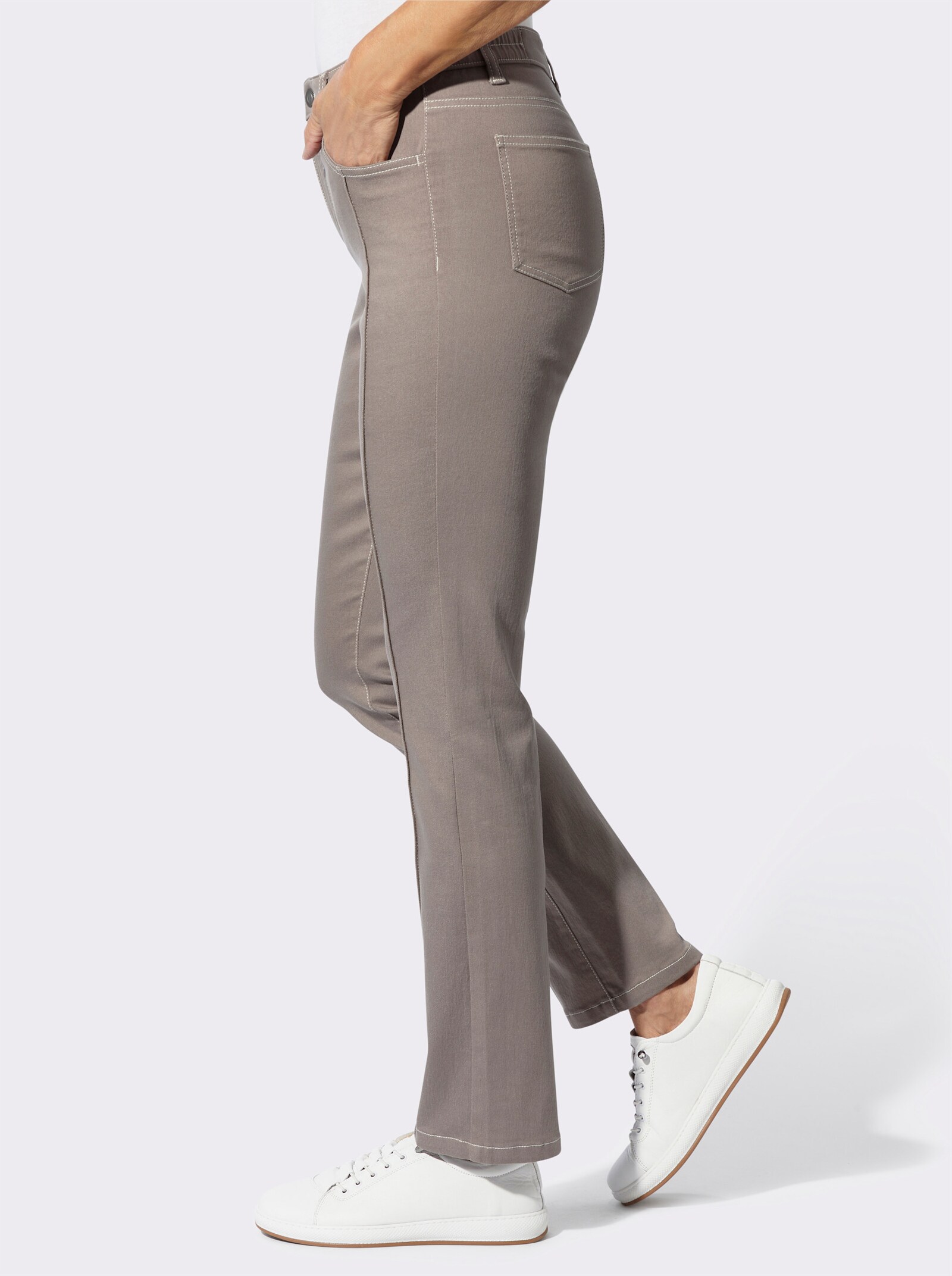 Jeans mit streckender Biese - taupe