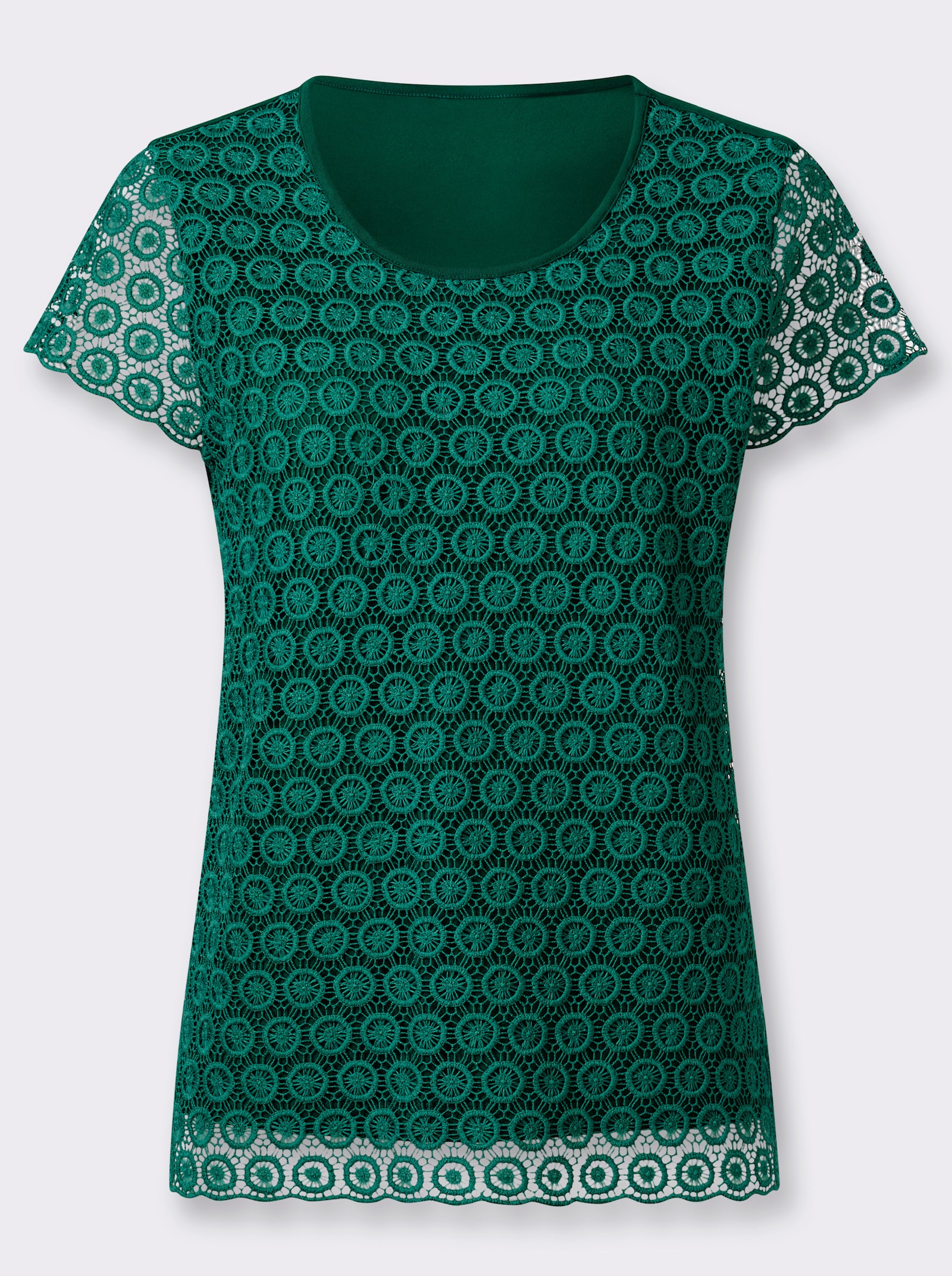 Spitzenshirt im Viskose-Mix - grün