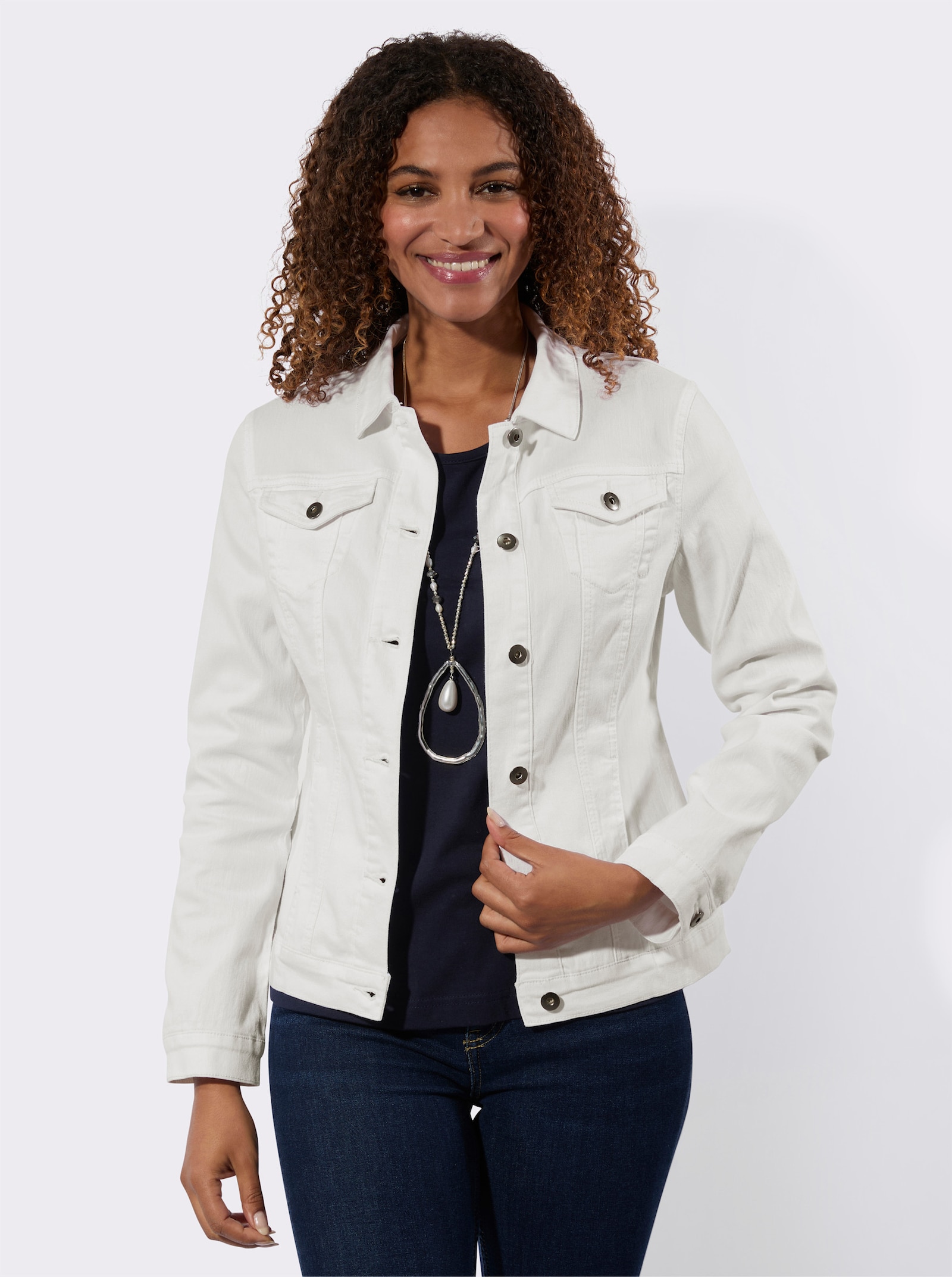 Jeansjack elastisch materiaal - wit
