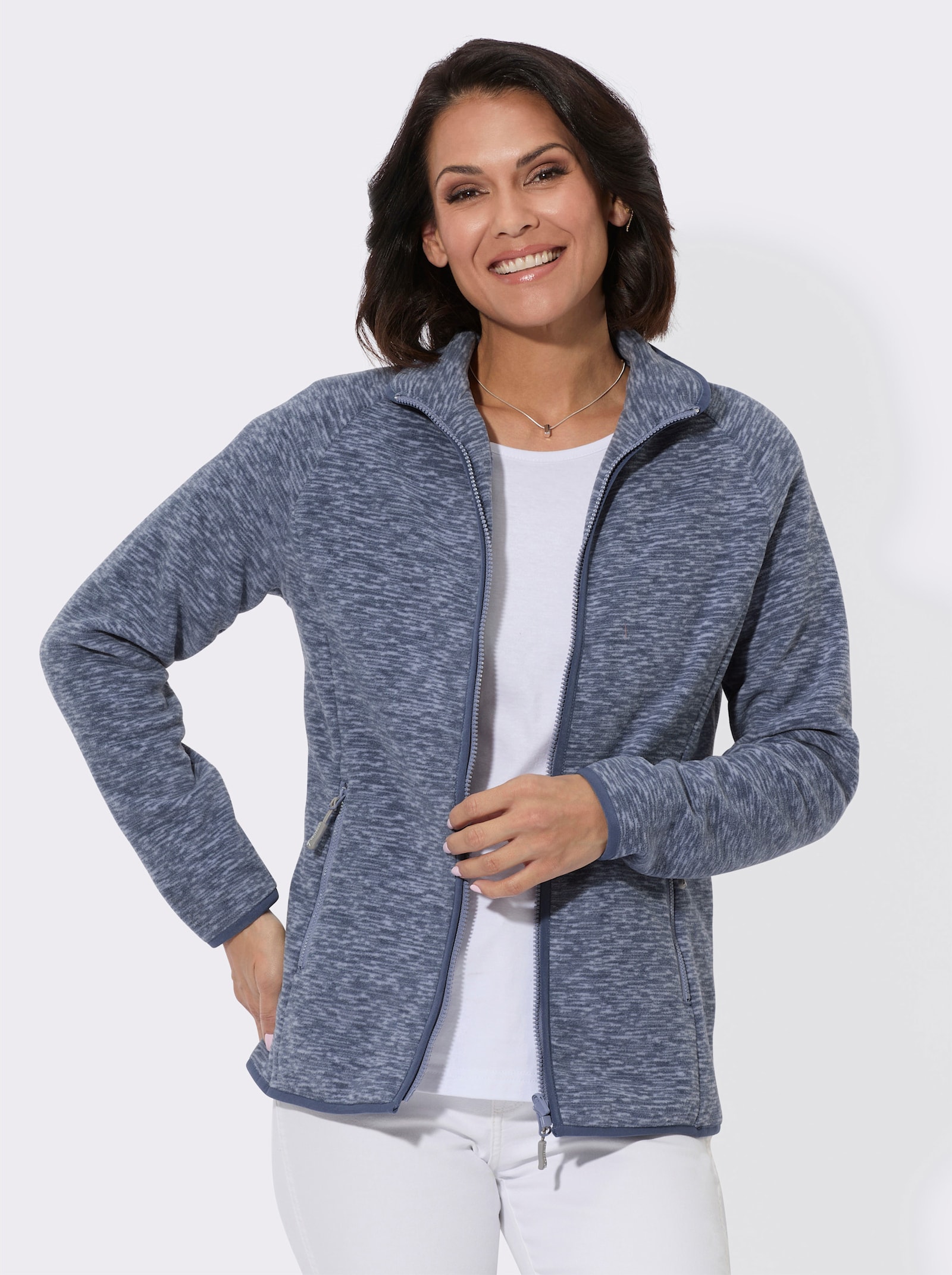 Fleecejacke mit Antipilling-Ausrüstung - taubenblau-rauchblau-bedruckt
