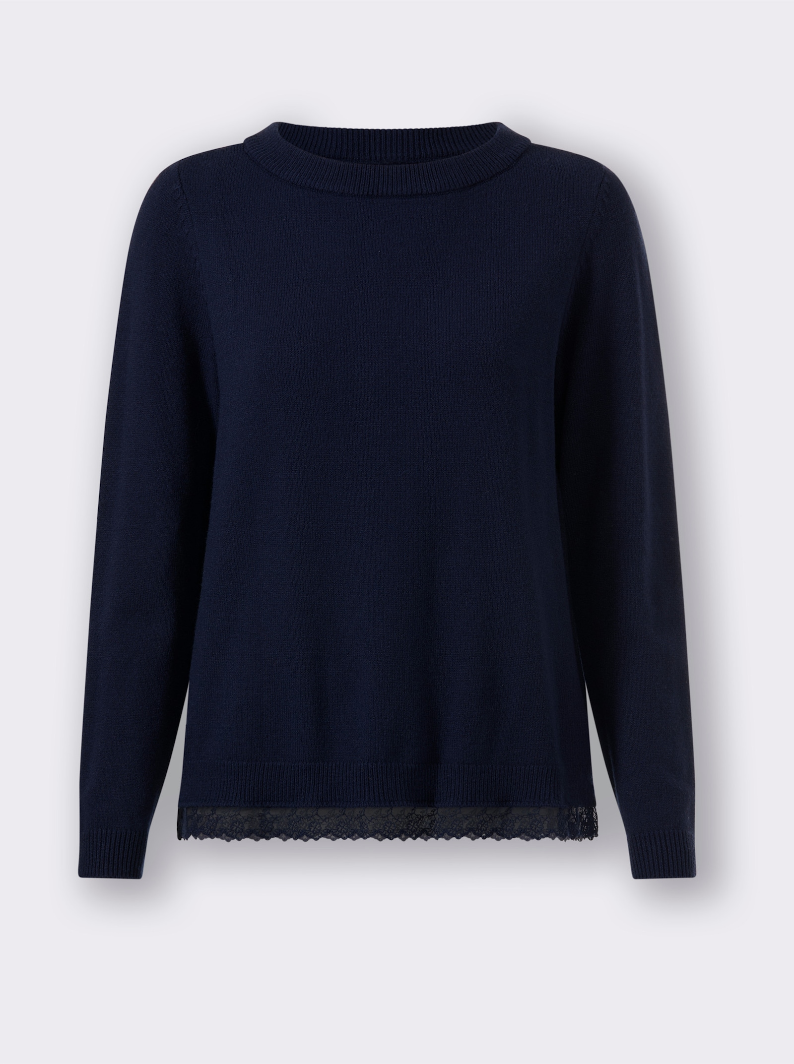 heine Langarm-Pullover mit Spitze - marine