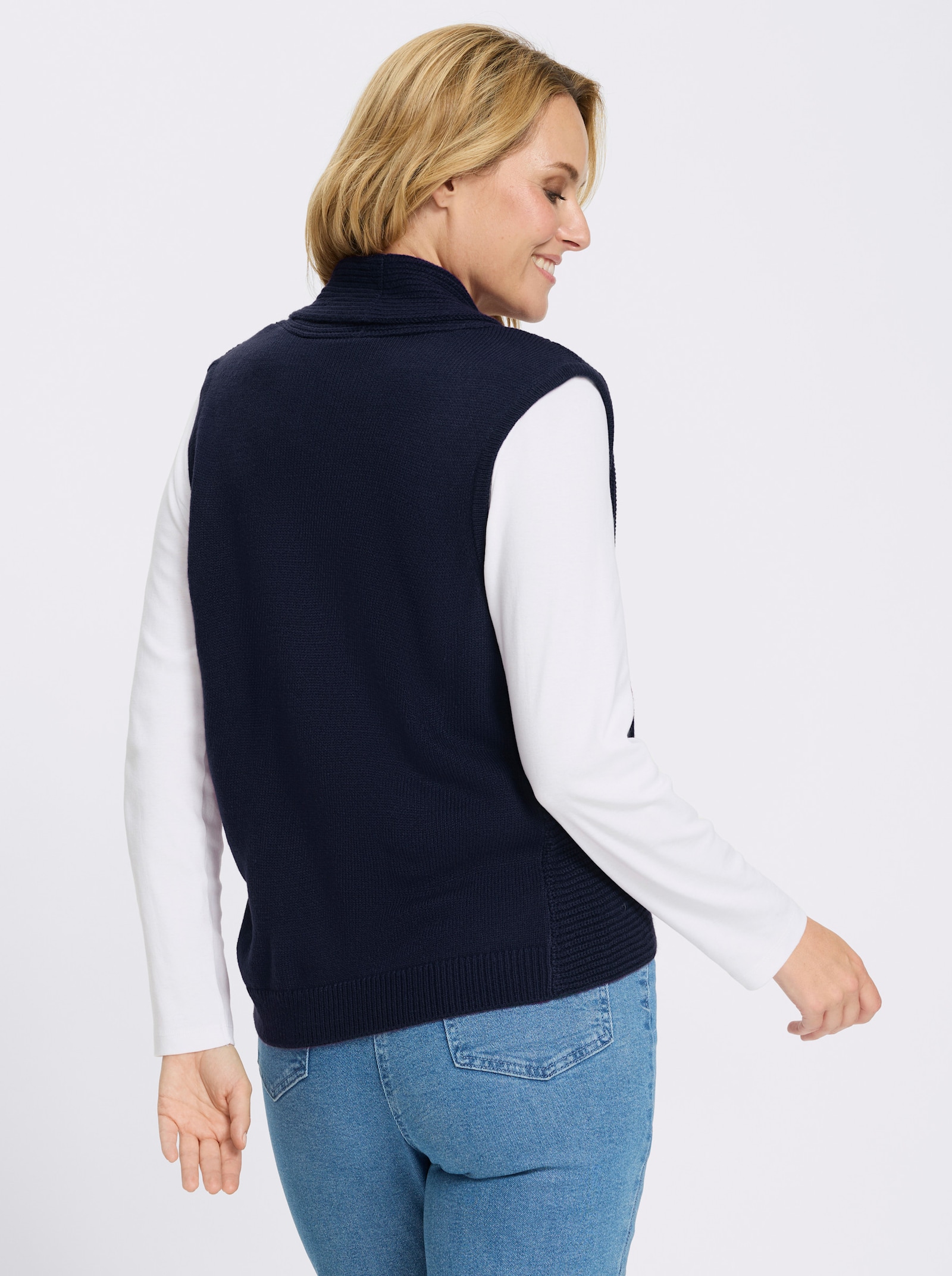 Strickweste mit Schalkragen - marine