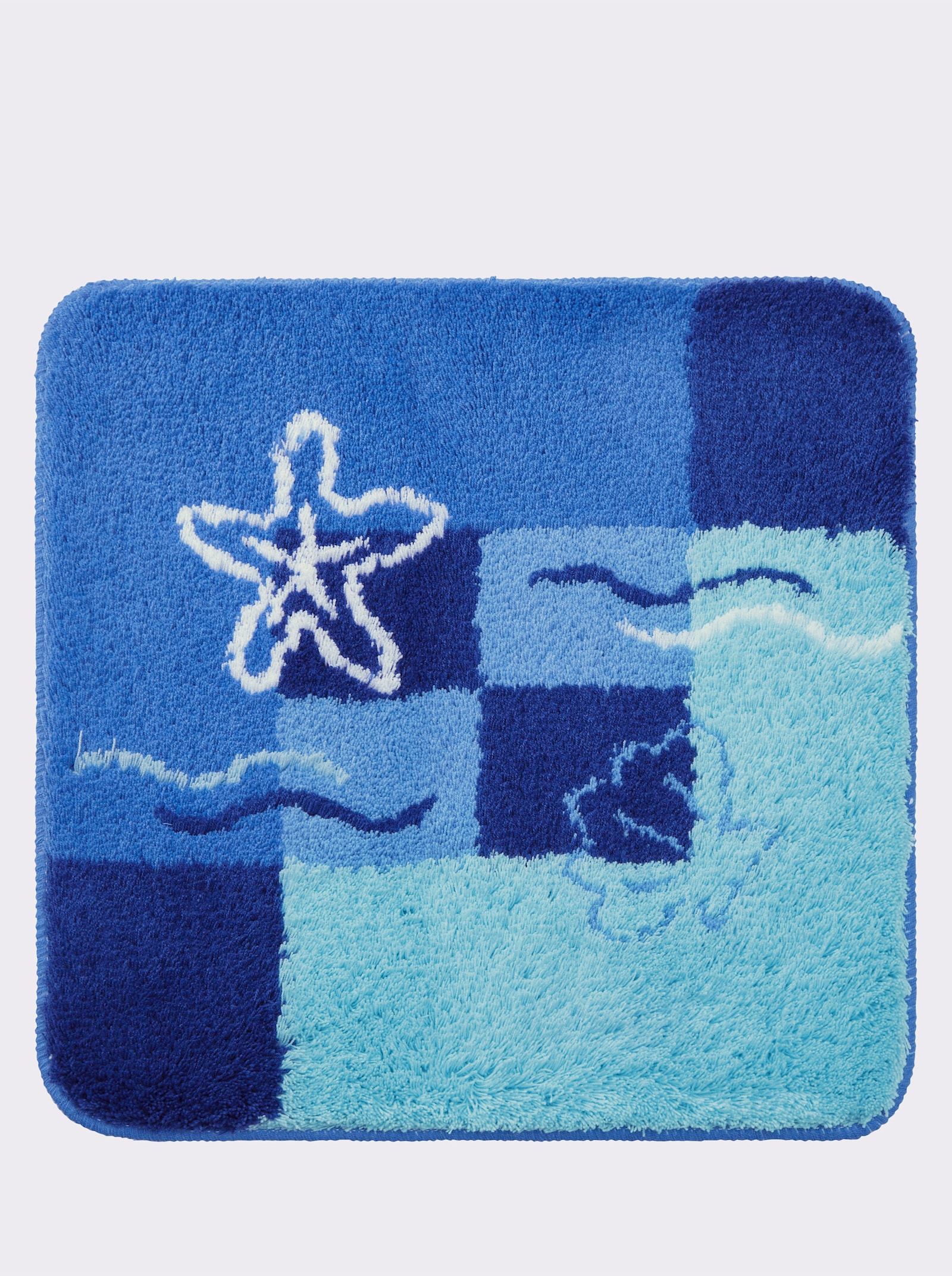 Hagemann Badematte - türkis-royalblau-gemustert