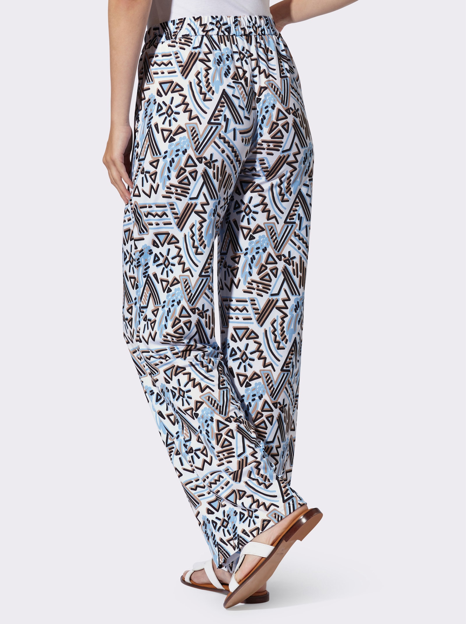 heine Jerseyhose - weiß-eisblau-bedruckt