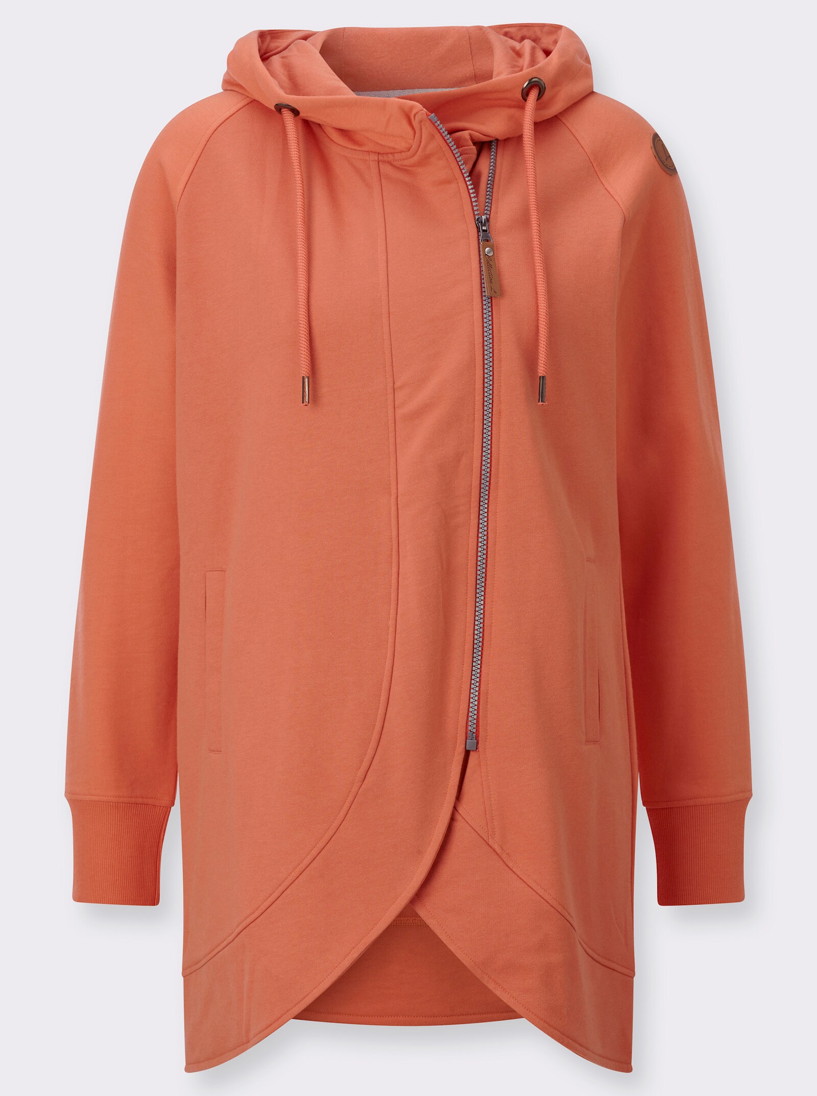 Sweatjacke mit Leistentaschen - papaya