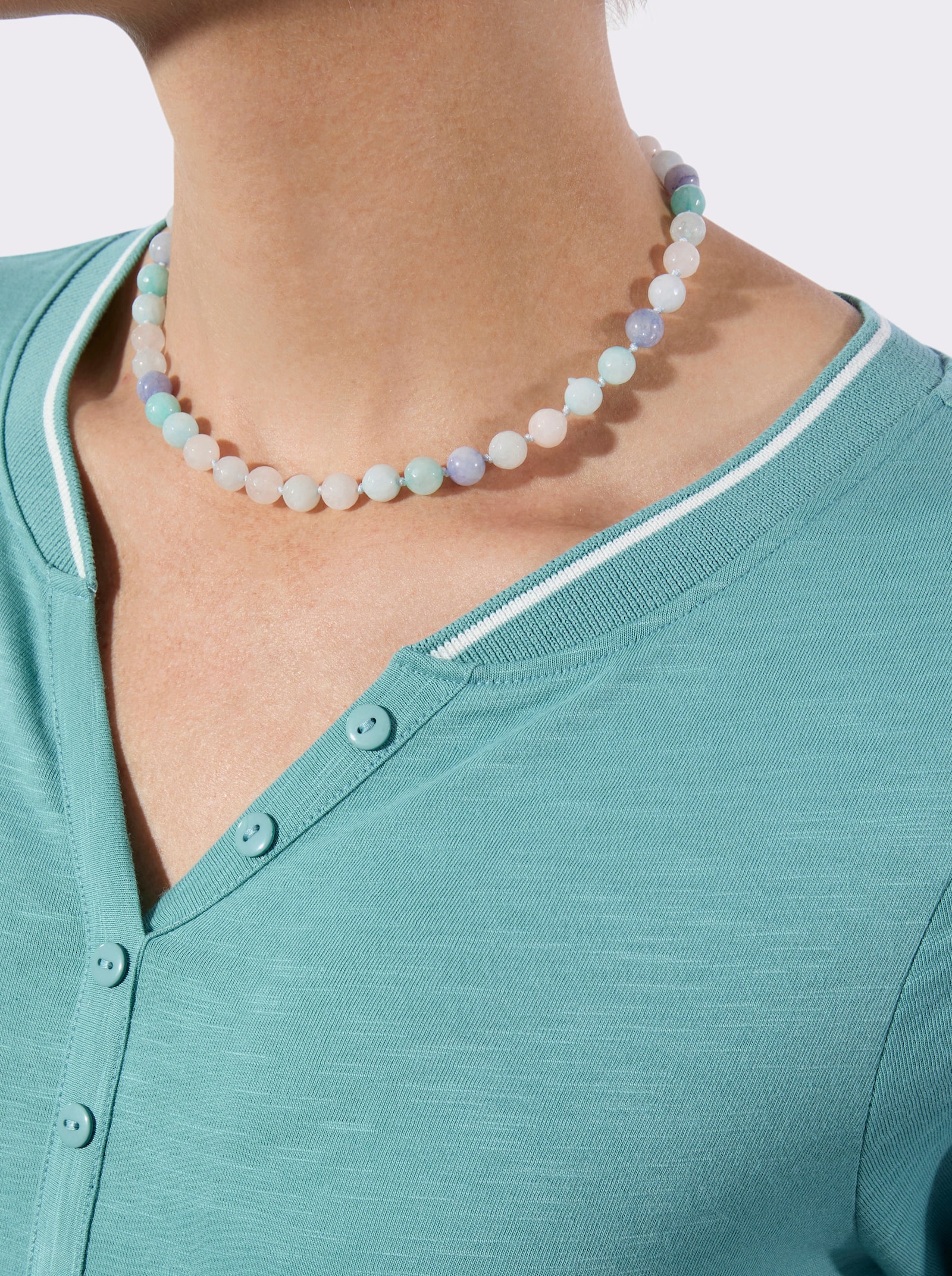 3/4-Arm-Shirt mit imitierter Knopfleiste - ozean