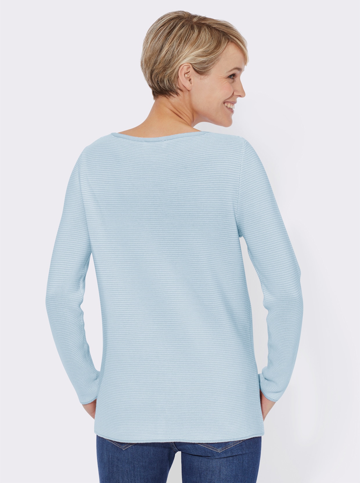 Pullover met lange mouwen - lichtblauw gestreept