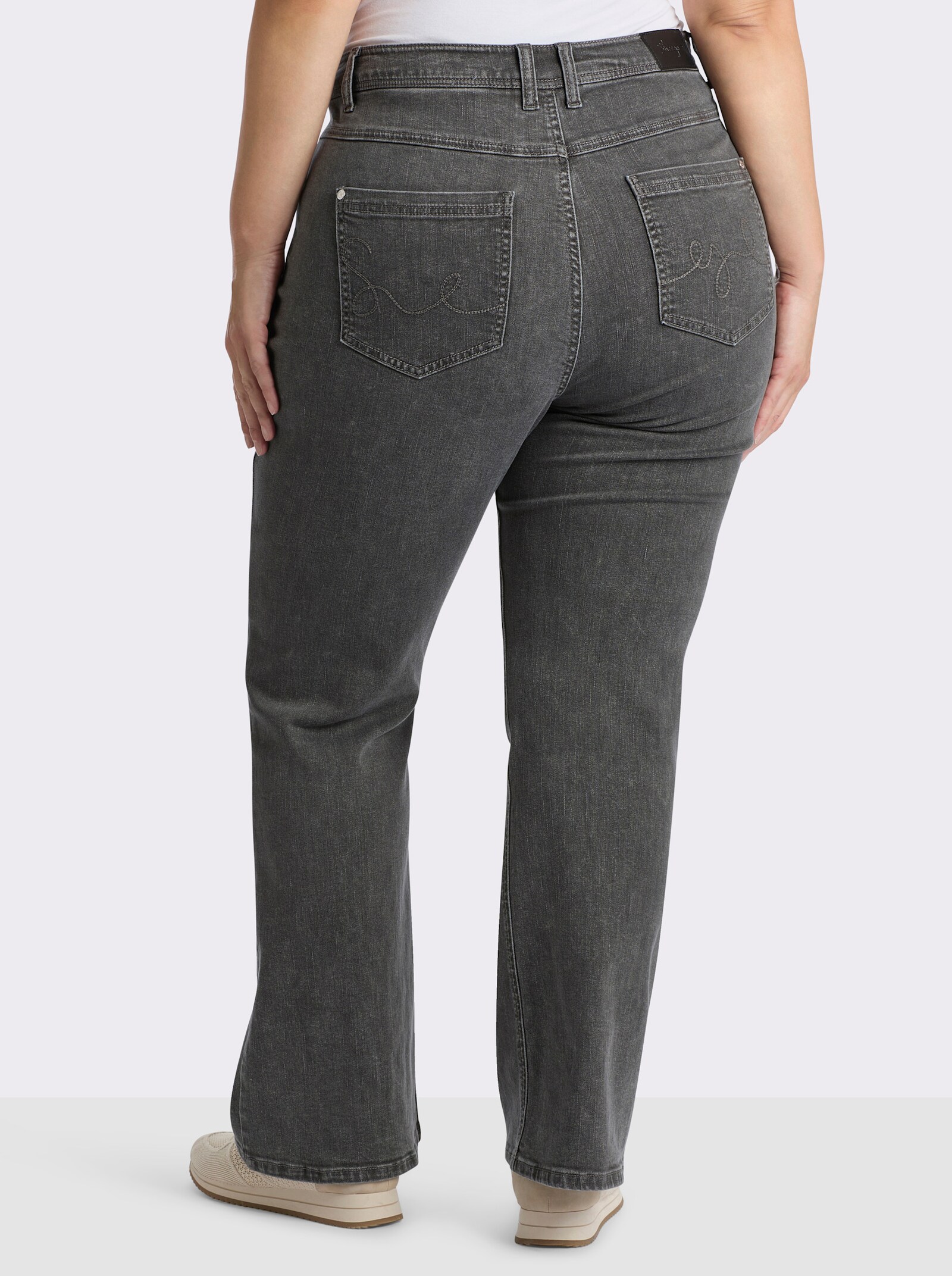 sheego Bootcut-Jeans mit Doppelknopf - grey-denim