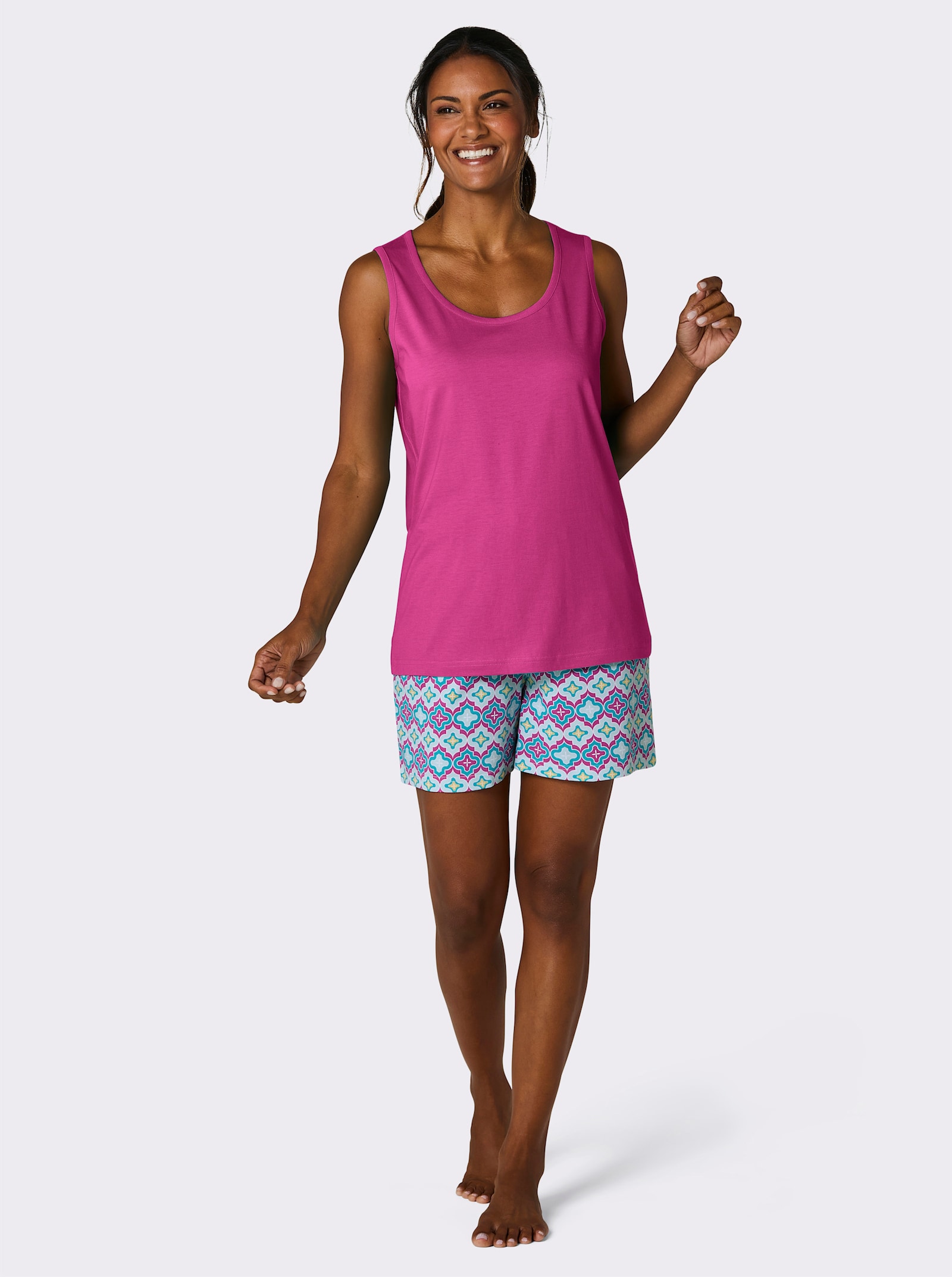 wäschepur Shorty - magenta-mint-bedruckt