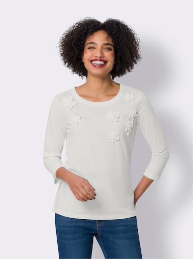 heine 3/4-Arm-Shirt mit Blüten-Applikationen - ecru