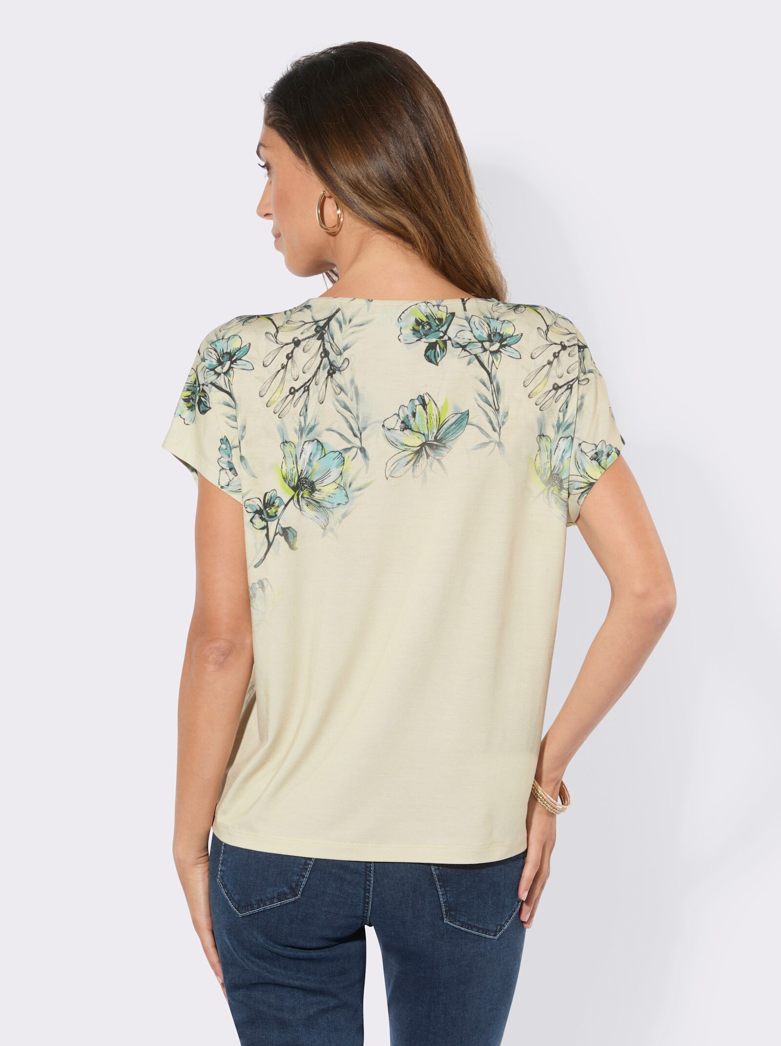 Kurzarmshirt mit platziertem Druck - elfenbein-mint-bedruckt