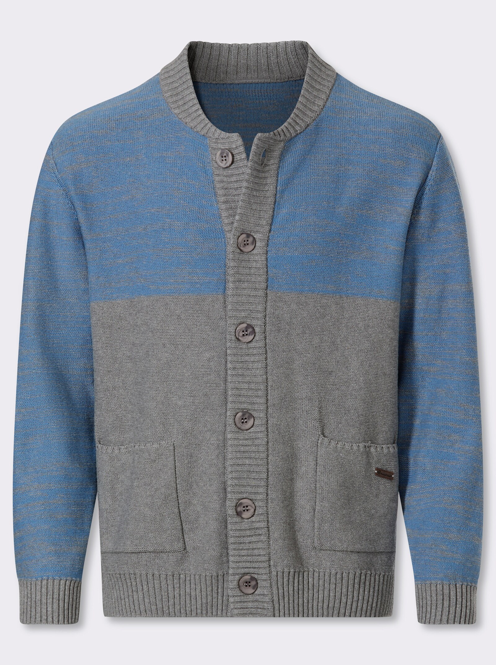 Marco Donati Strickjacke mit zweifarbigem Garn - grau-mittelblau-meliert