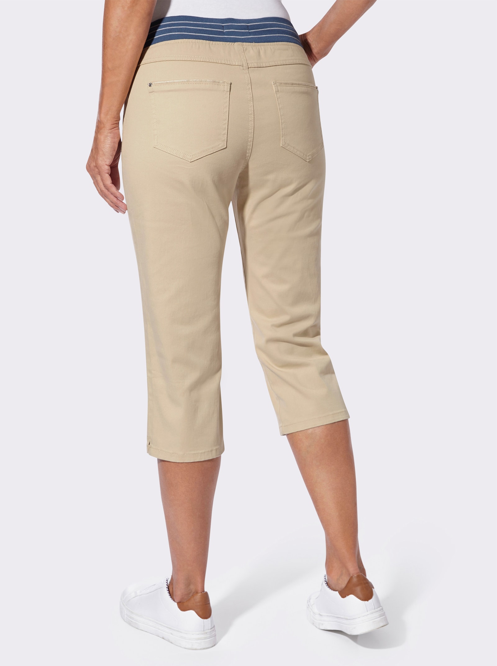 Caprijeans mit Rundum-Dehnbund - sand