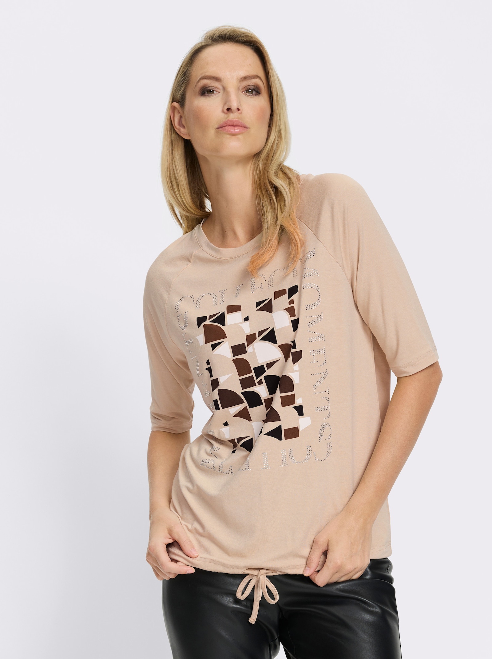 heine 3/4-Arm-Shirt mit Ziersteinchen - sand