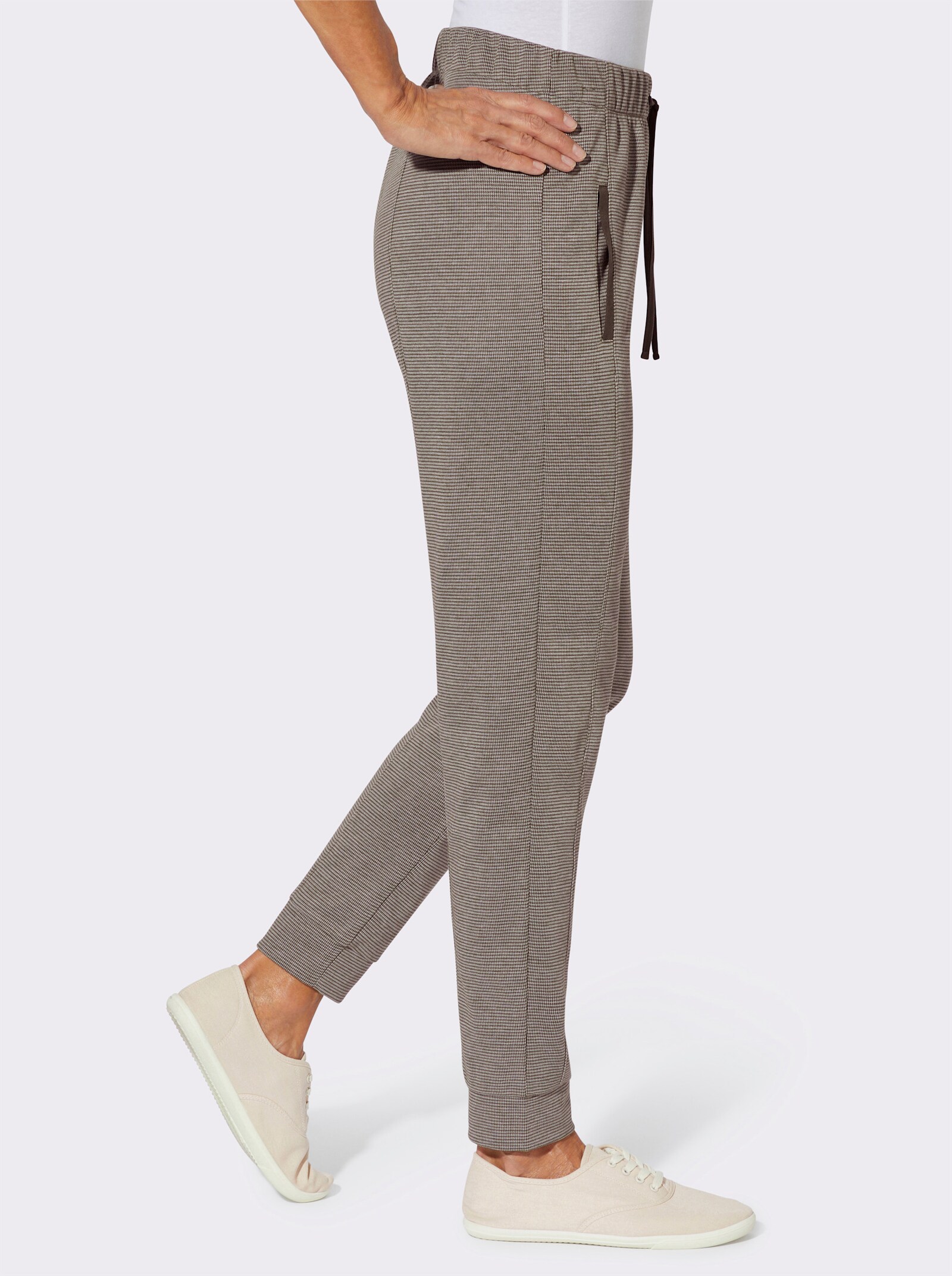 Jerseyhose in Melange-Optik - schoko-ecru-meliert