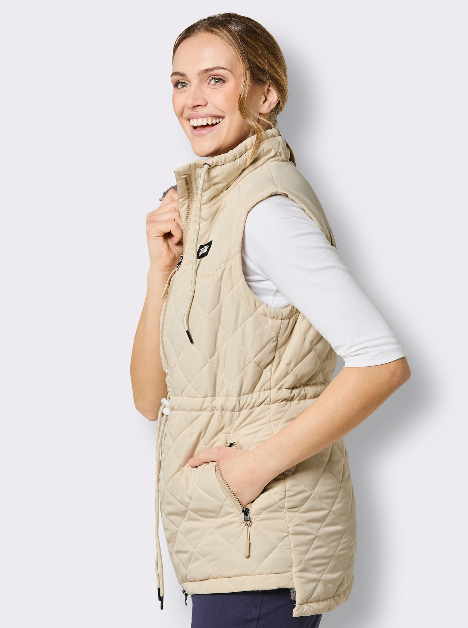 Catamaran Sports Steppweste , weitenverstellbar an Kragen und Taille - sand