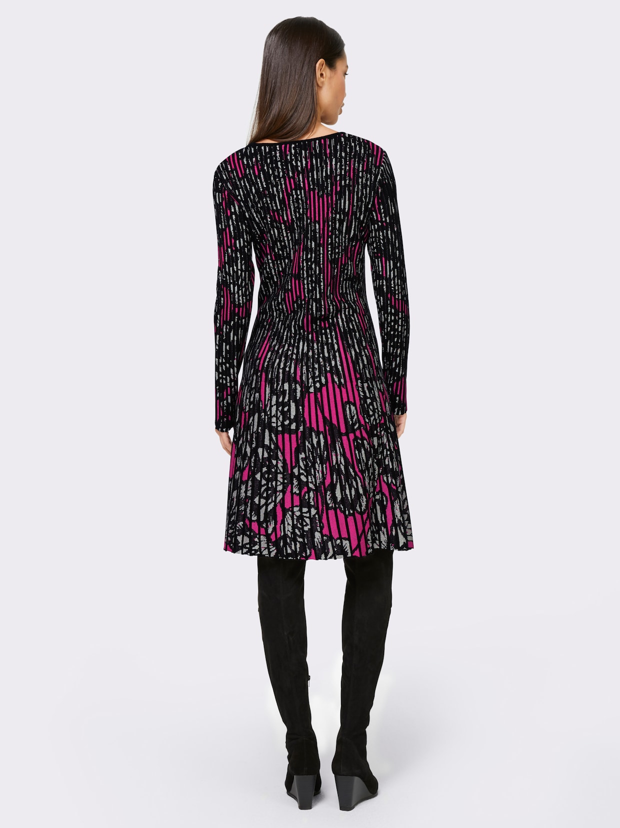 heine Robe en tricot - noir-fuchsia à motifs