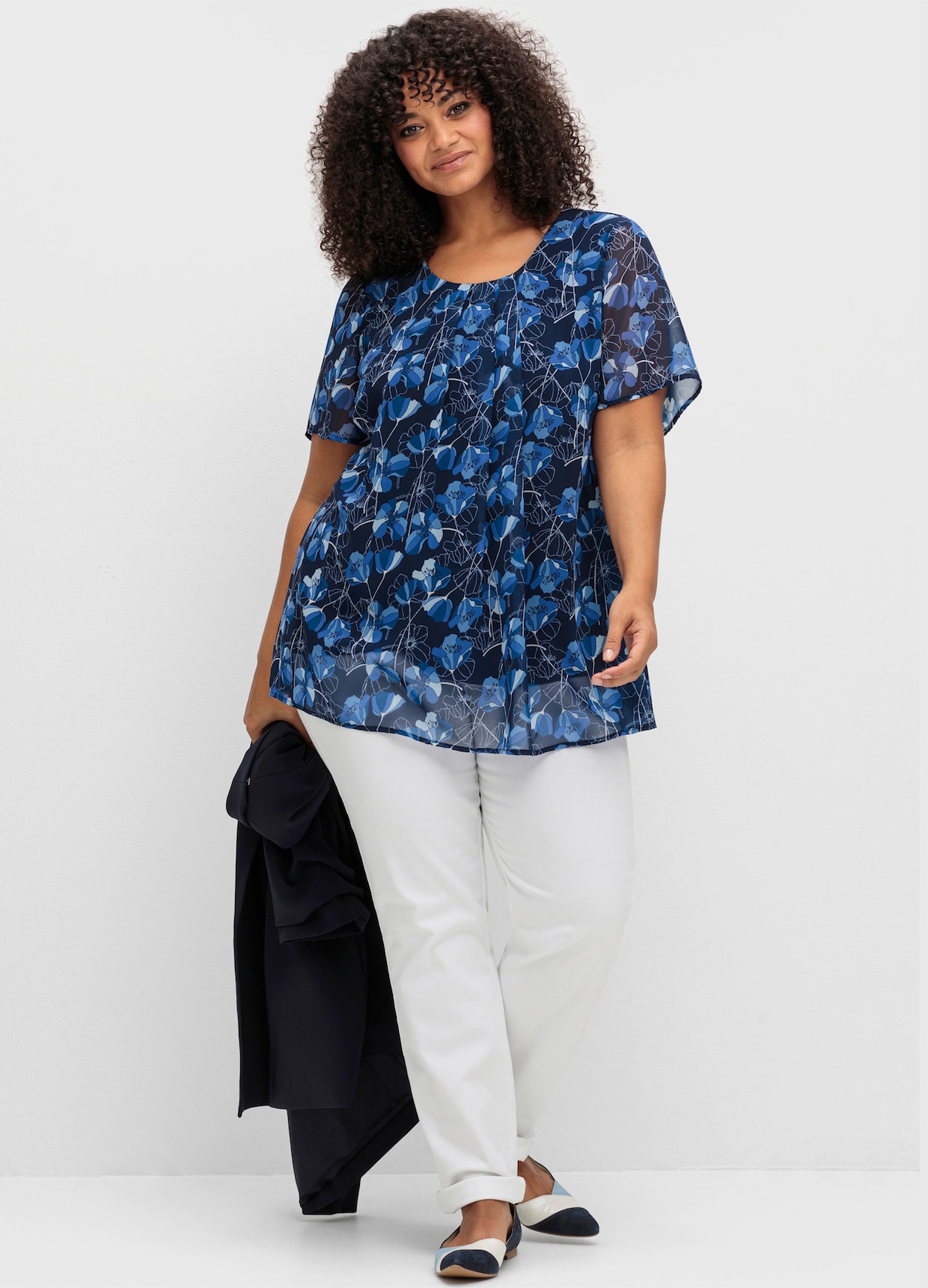 sheego Tuniek - marine gedessineerd