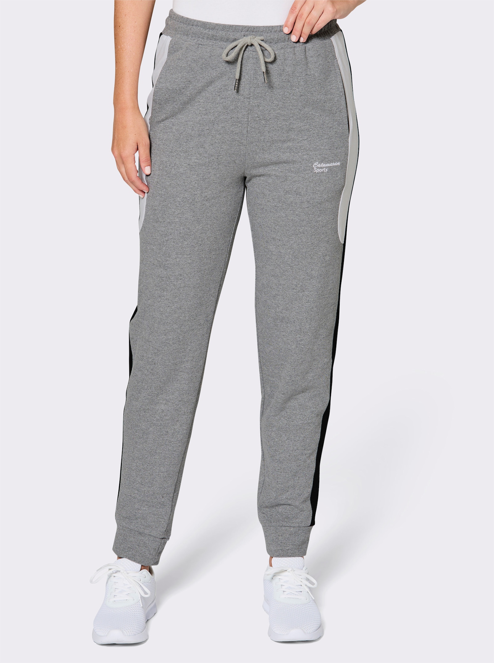 Catamaran Sports Freizeithose mit Bündchen am Beinabschluss - grau-meliert