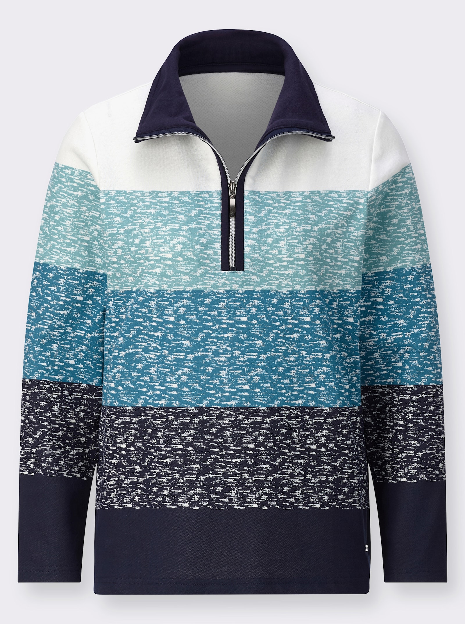 Sweatshirt met streepjesprint - topaas/marine