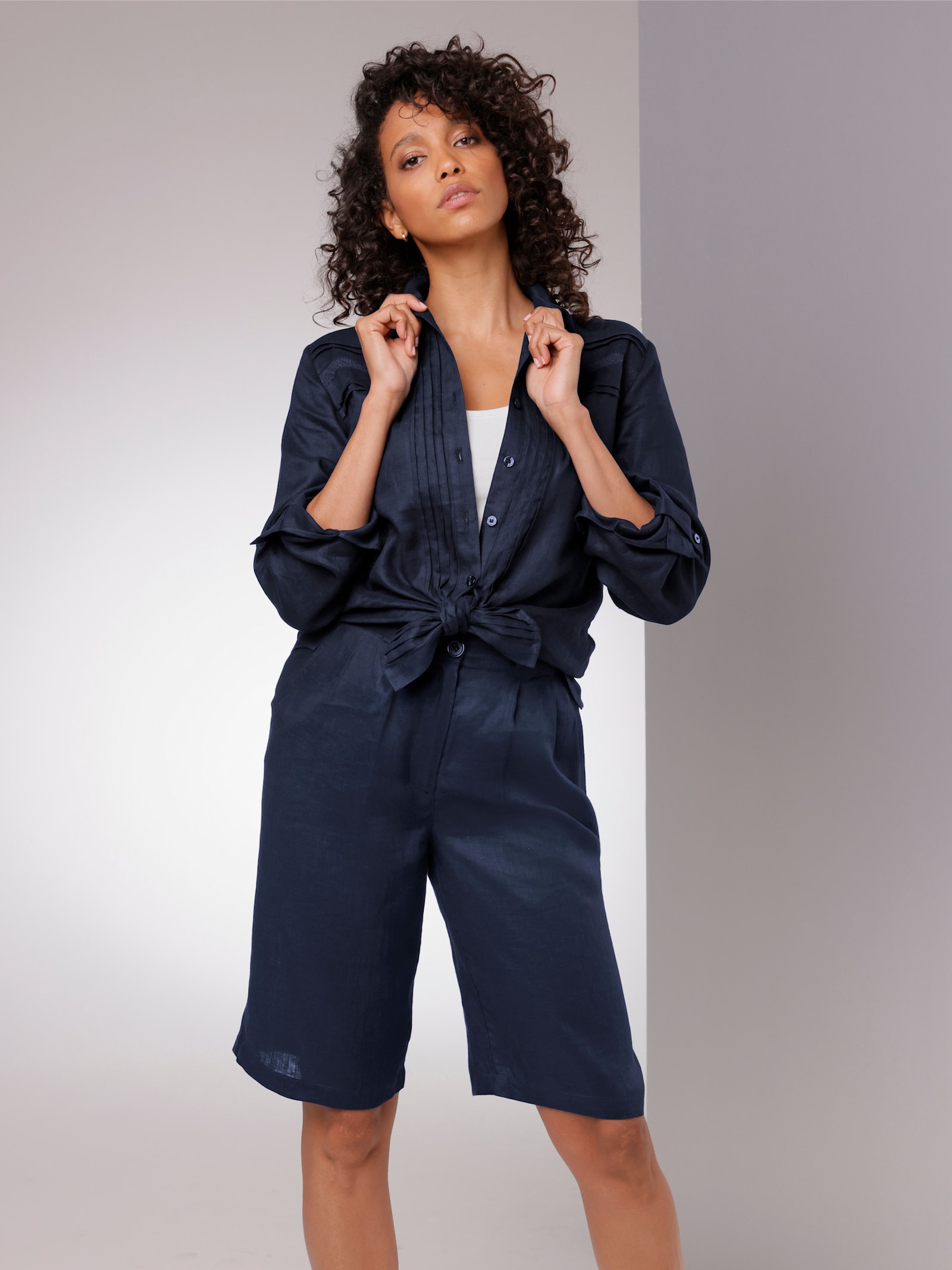 CREATION L PREMIUM Bermudas aus reinem Leinen - marine