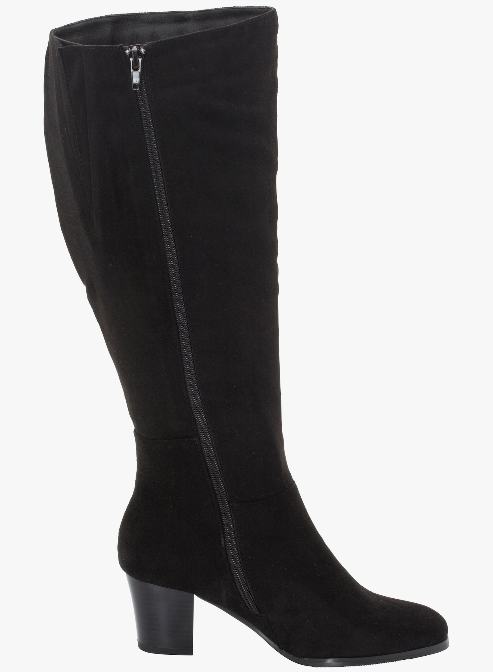 sheego Weitschaftstiefel aus Velours-Lederimitat - schwarz