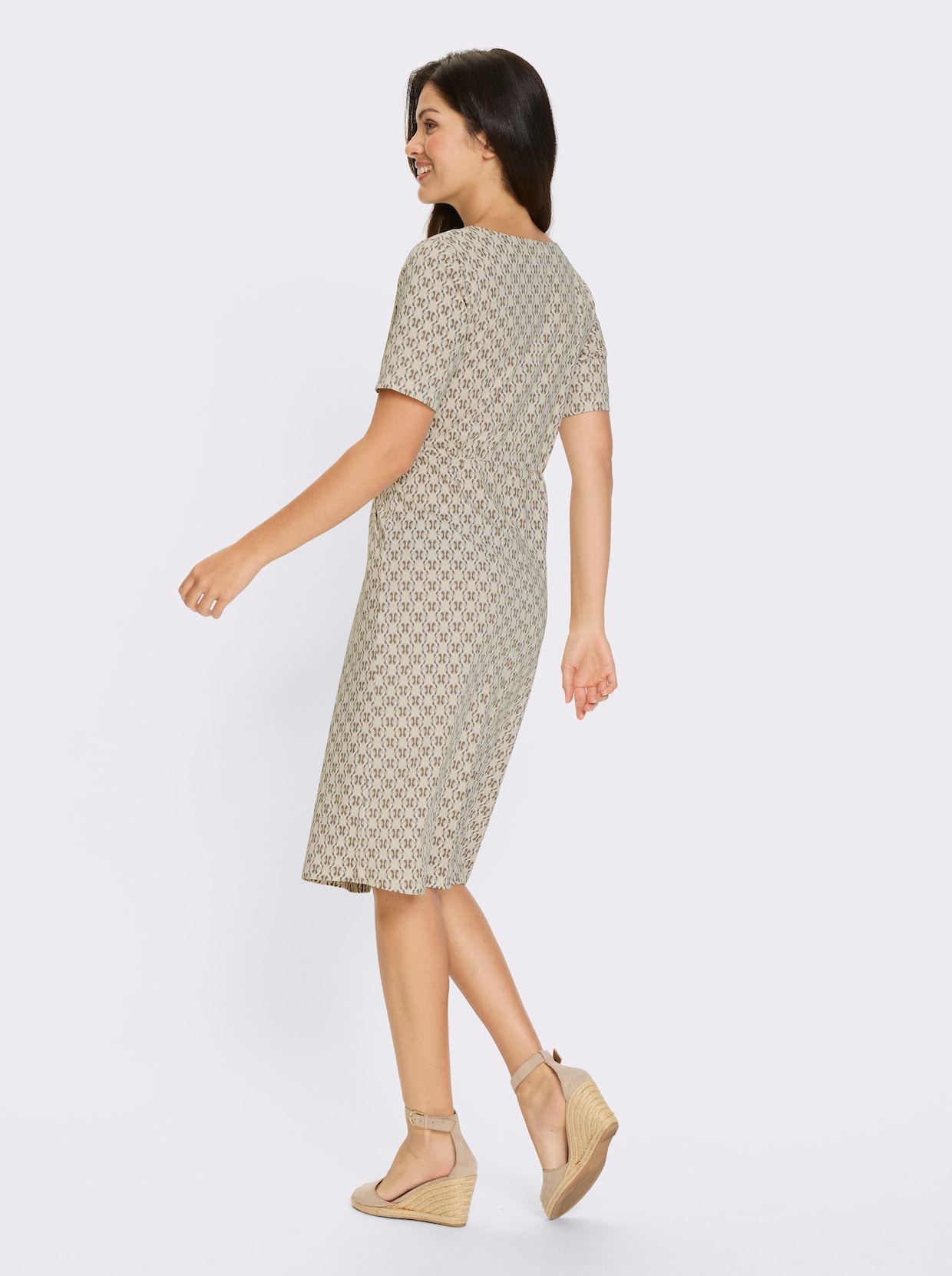 Jerseykleid - sand-dunkeltaupe-bedruckt