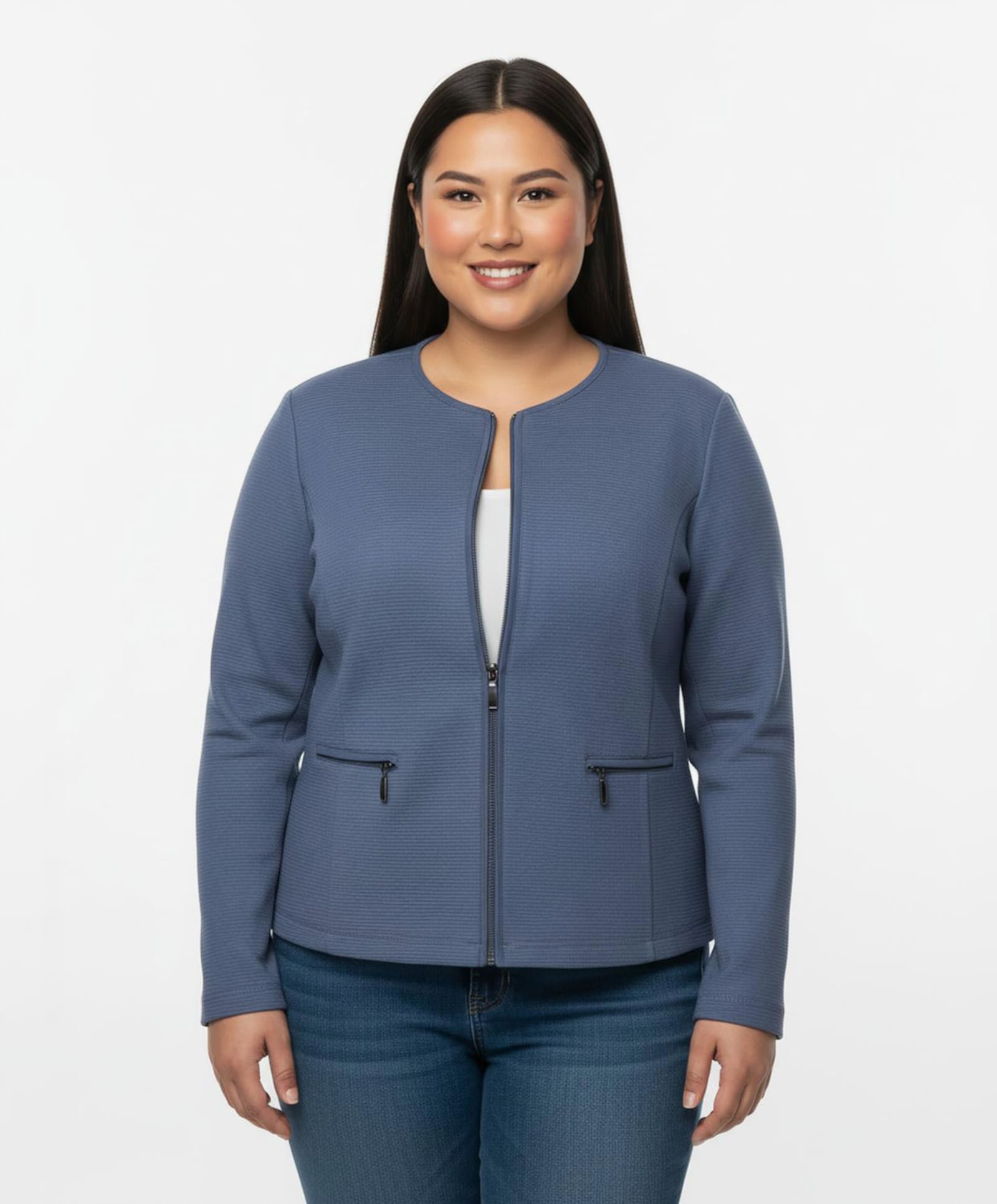 Shirtblazer in Ripp-Optik - jeansblau