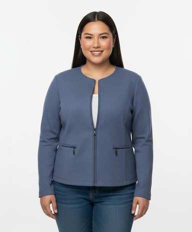 Shirtblazer in Ripp-Optik - jeansblau