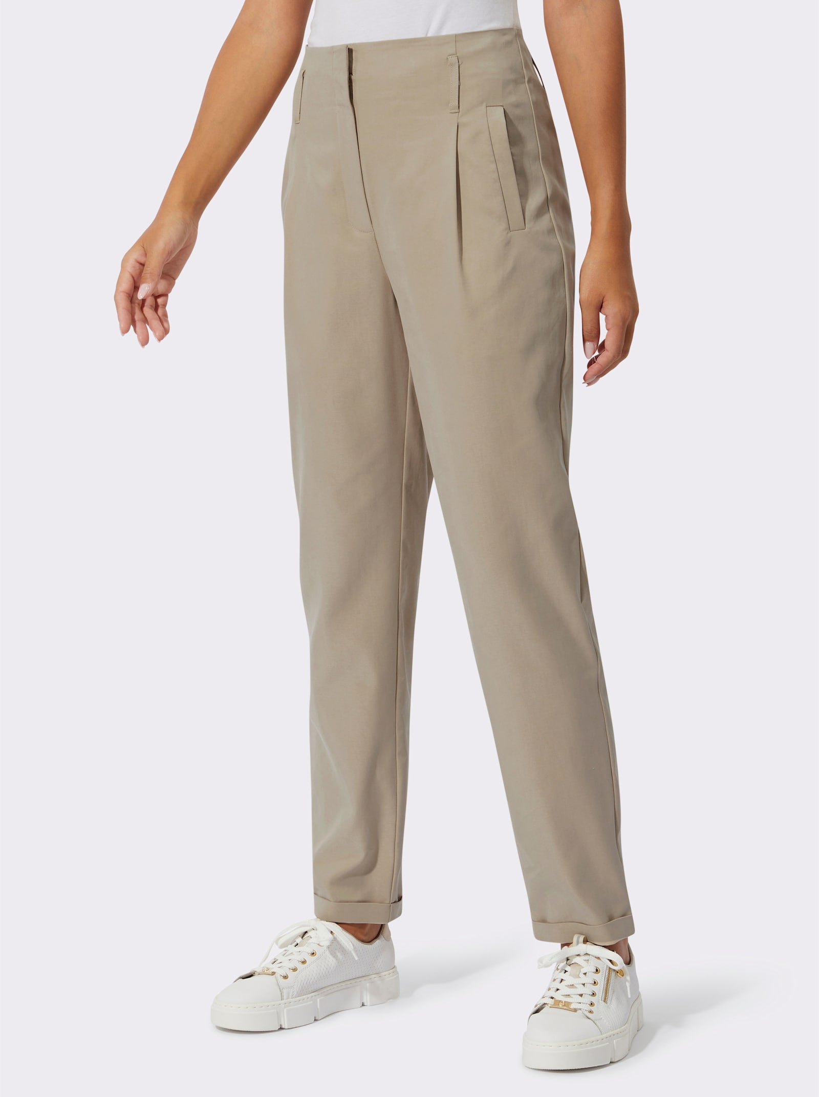 Hose mit hoher Taille - beige