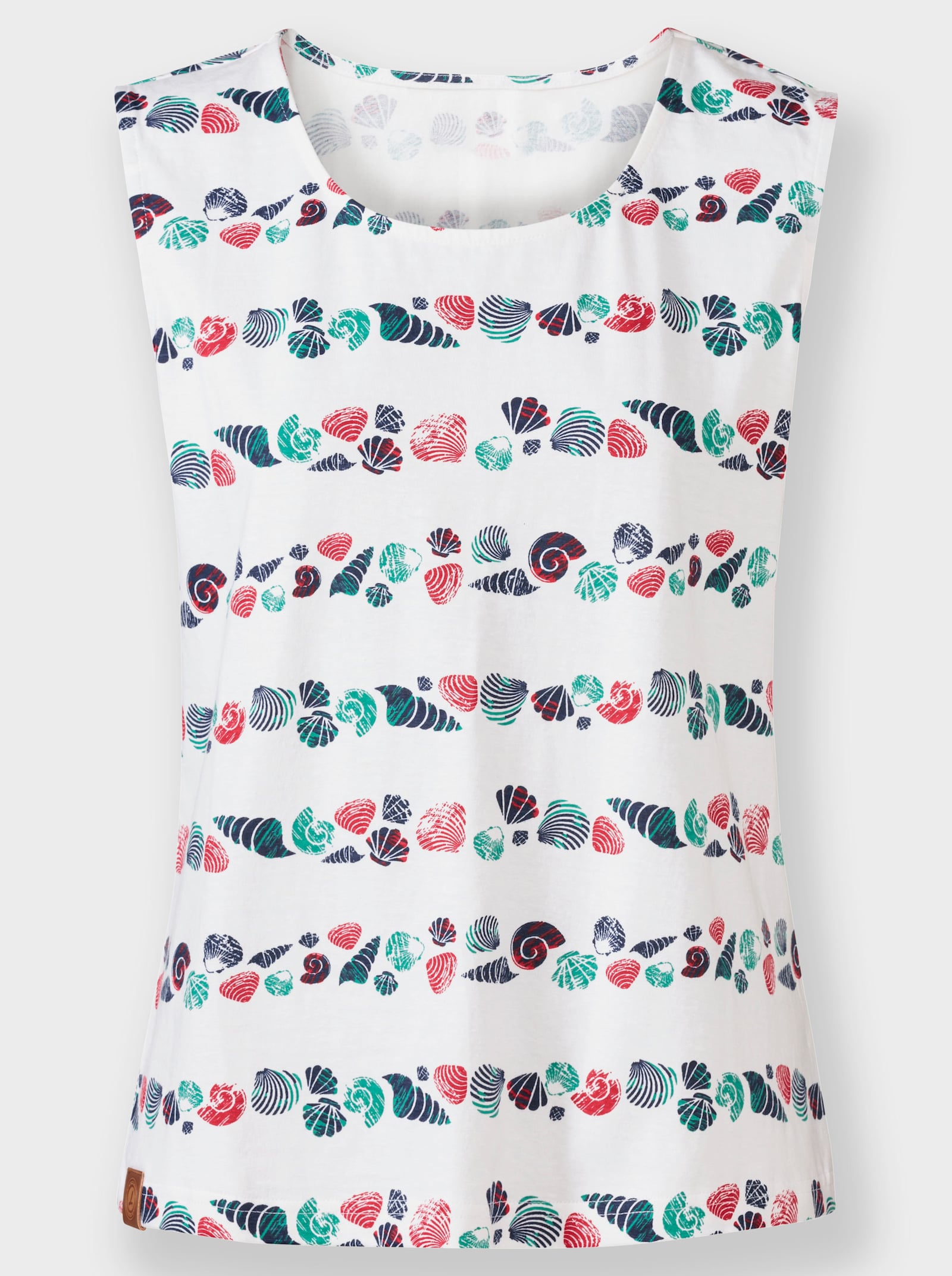 Shirttop mit Muschel-Druck - marine-weiss-gemustert