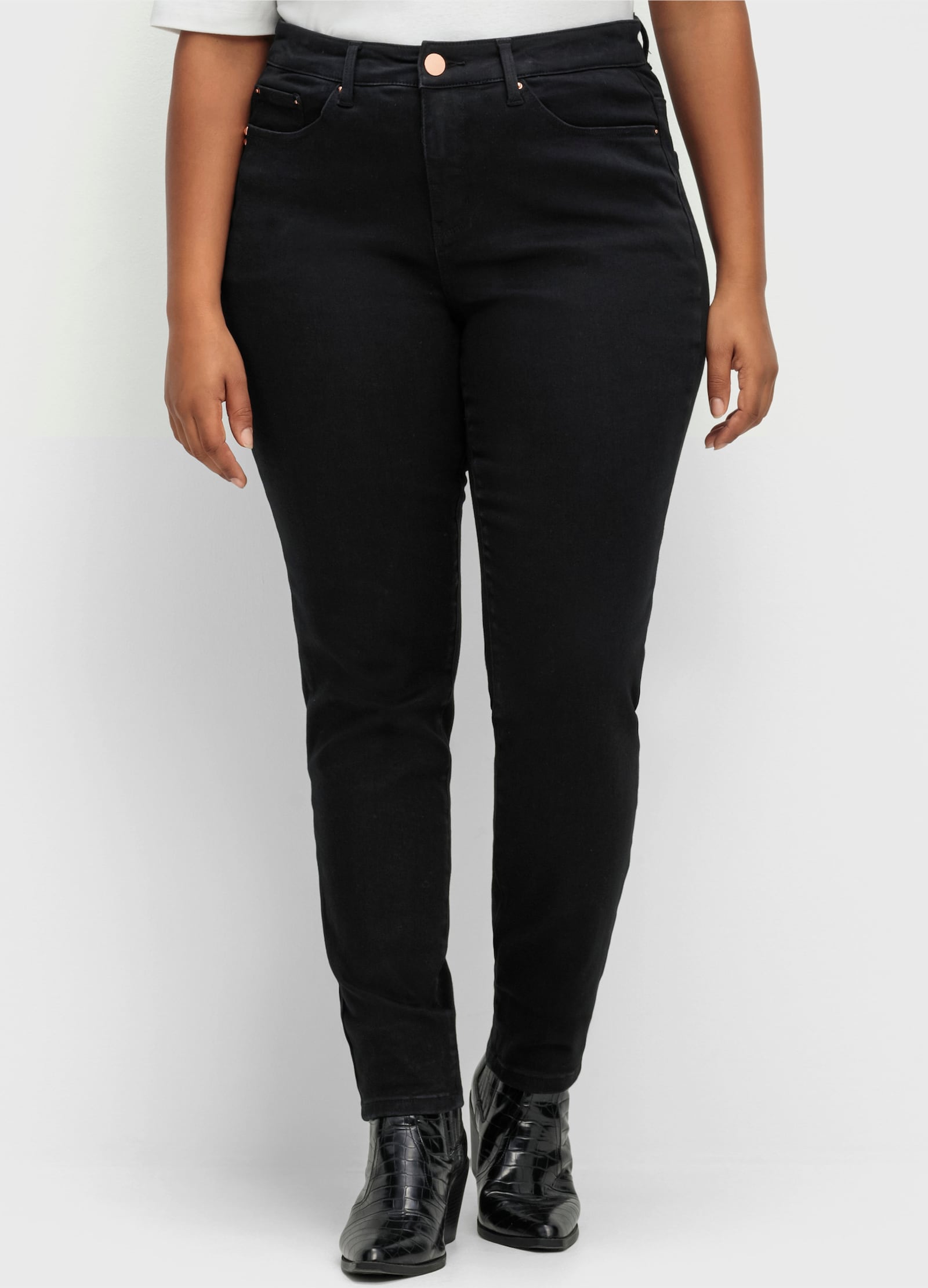 sheego Skinny jeans met bodyforming-effect - black denim