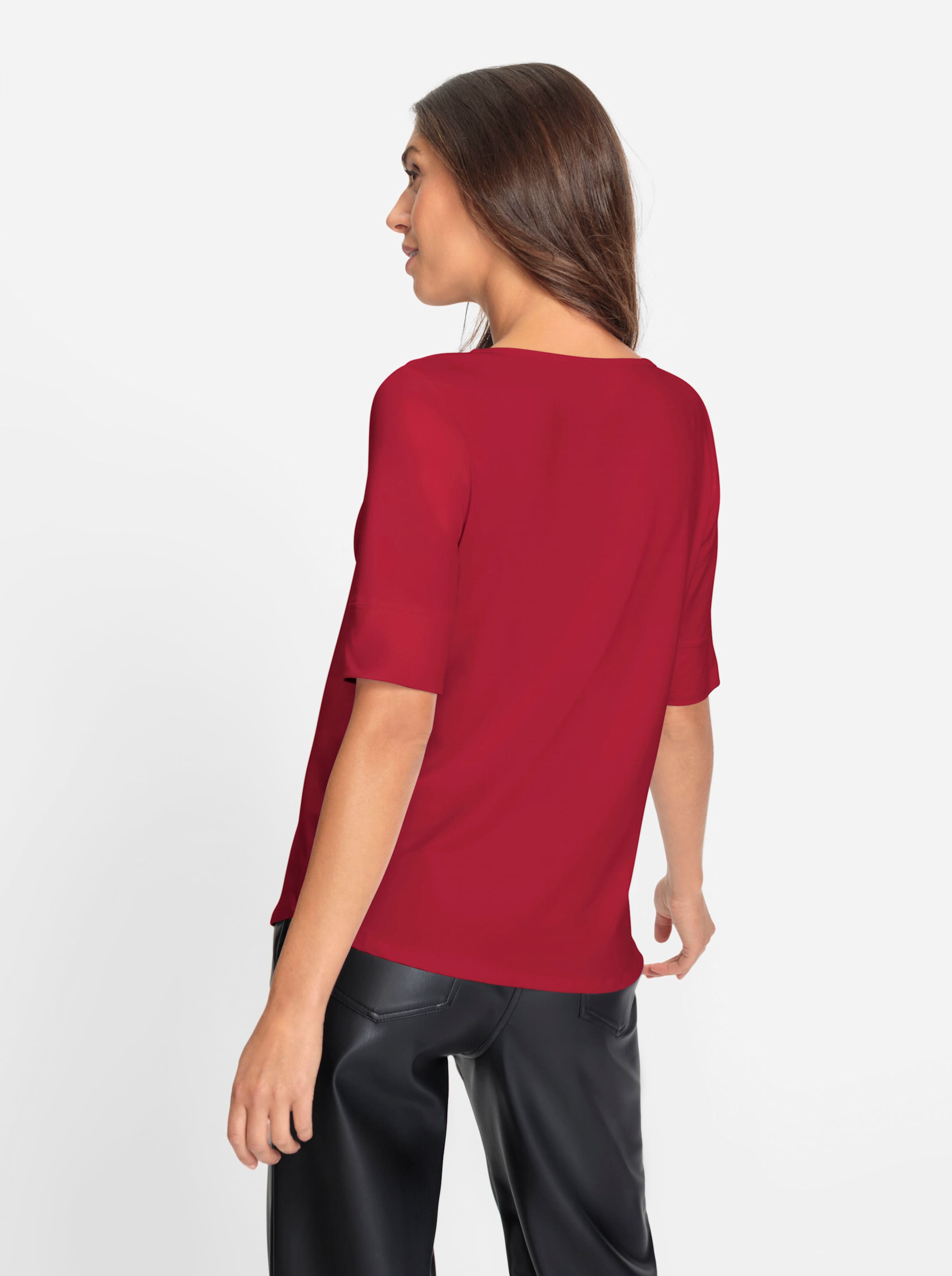 Mini DC günstig Kaufen-Shirt in rot von heine. Shirt in rot von heine <![CDATA[Shirt Aus angenehmer knitterarmen Tactel-Qualität. Femininer weiter Rundhals-Ausschnitt. Leicht tailliert mit etwas längerem Halbarm. Bequeme Bündchen an den Ärmeln.]]>. 