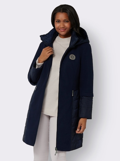 Kurzmantel mit gesteppter Kapuze - marine