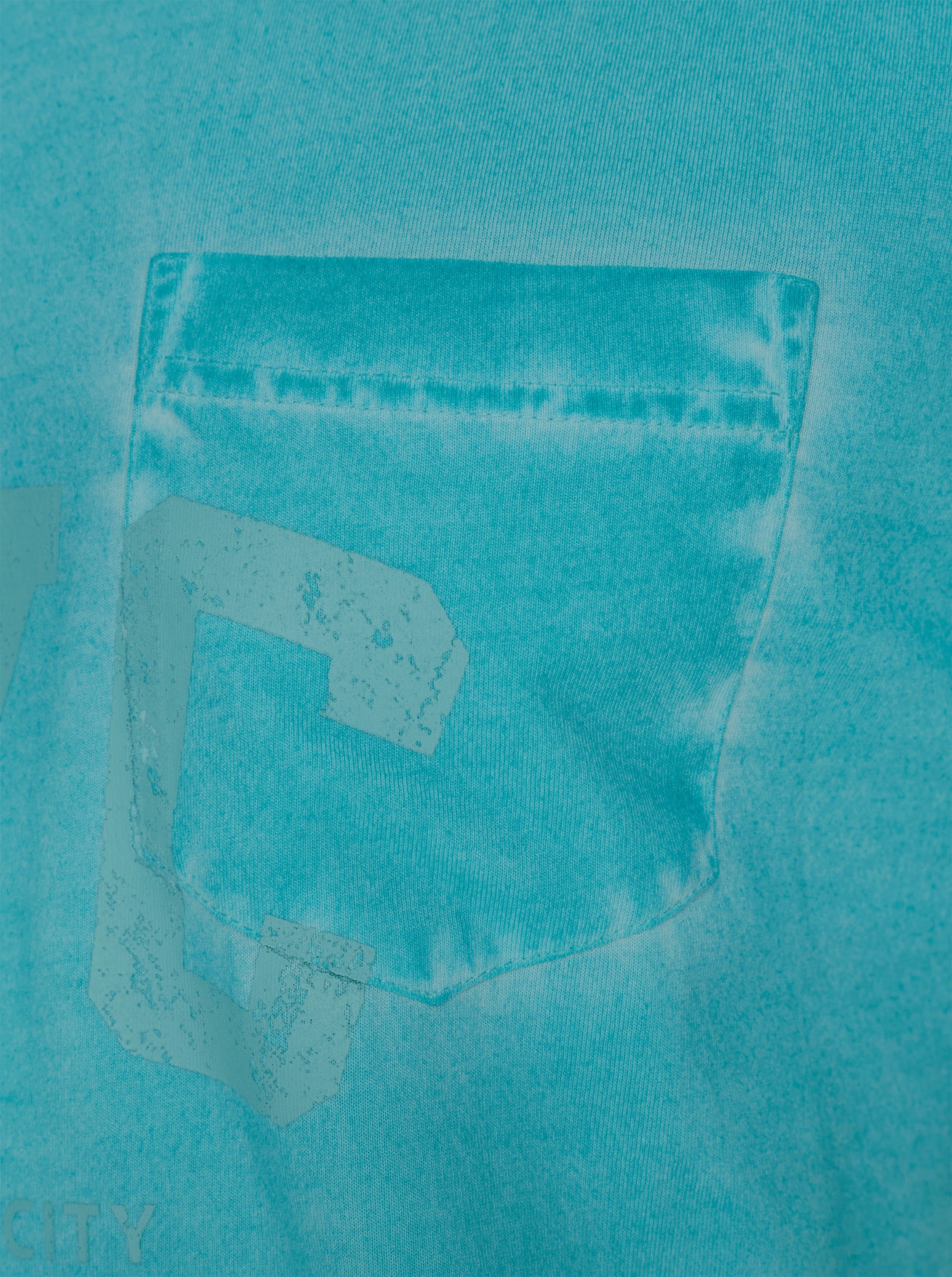 Marco Donati Kurzarmshirt mit Front-Print, Used-Optik - türkis