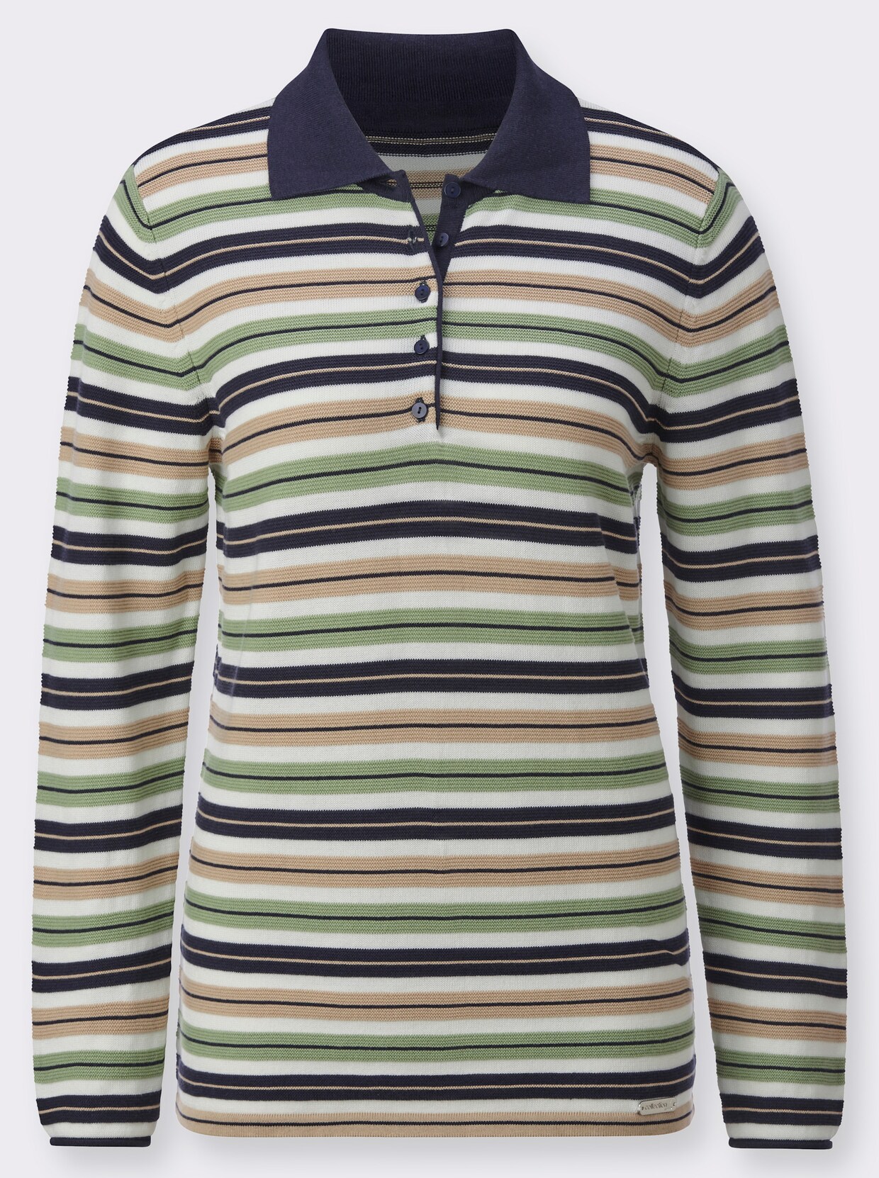 Polopullover - eucalyptus-marine-geringelt