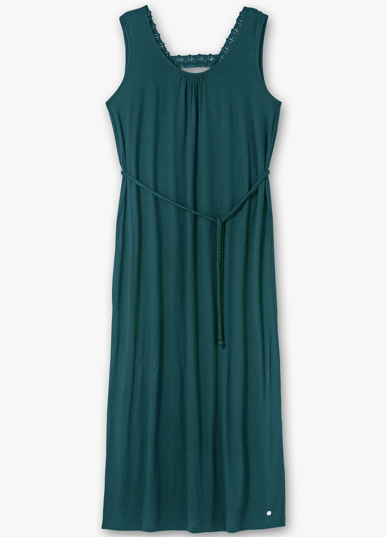 sheego Maxikleid mit Bindegürtel - petrol