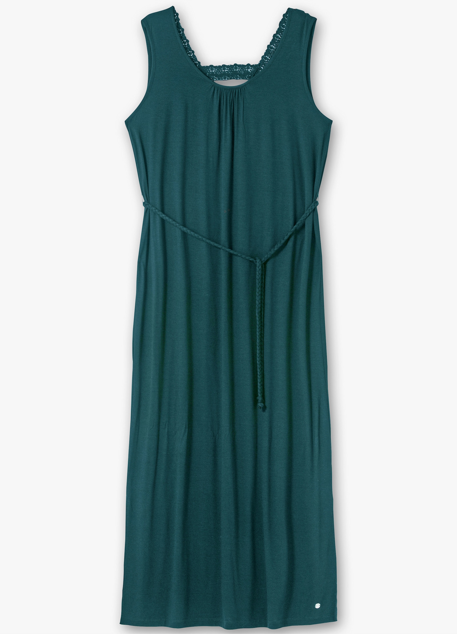 sheego Maxikleid mit Bindegürtel - petrol