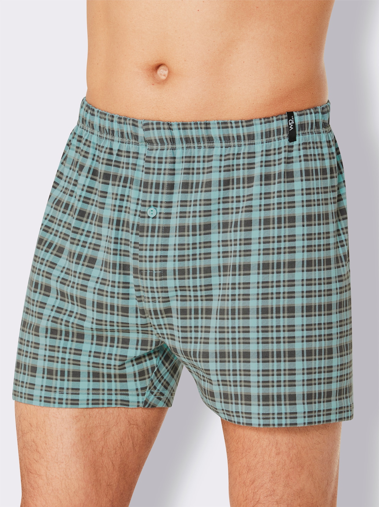 wäschepur men Boxershorts - antracit-mint-rutig + antracit + ljusgrå