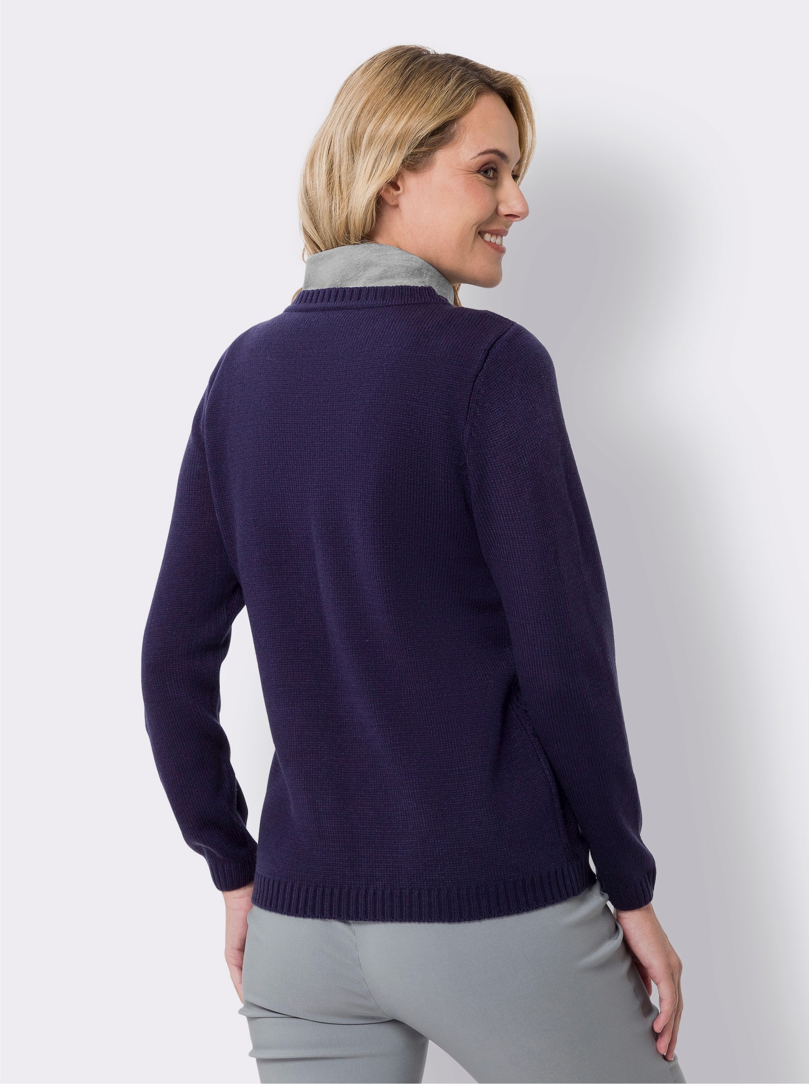 Rolkraaginzet van single-jersey - grijs gemêleerd